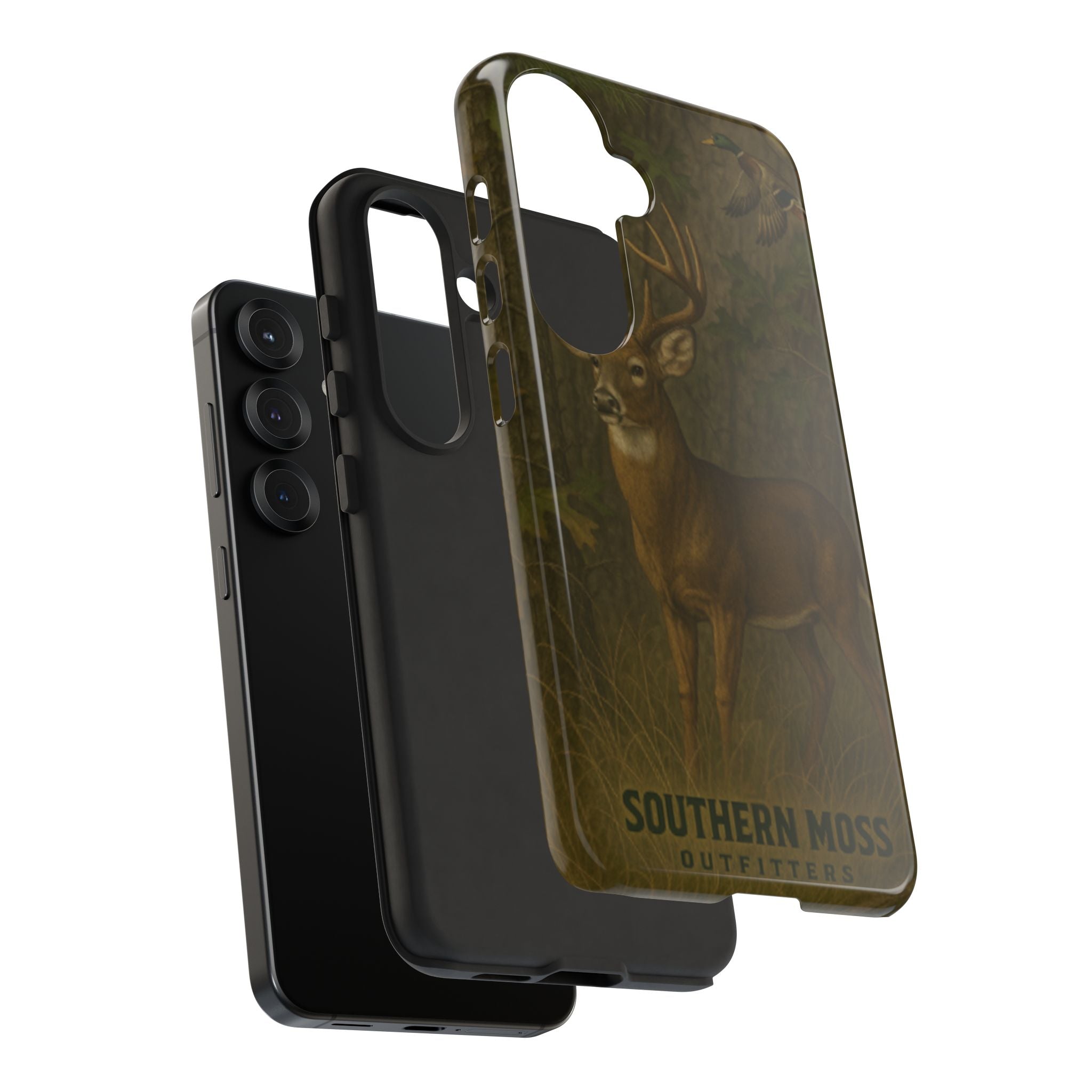 Hunting Phone Case – Deer & Ducks Design | Southern Moss Outfitters | Rugged Camo Outdoor iPhone Case