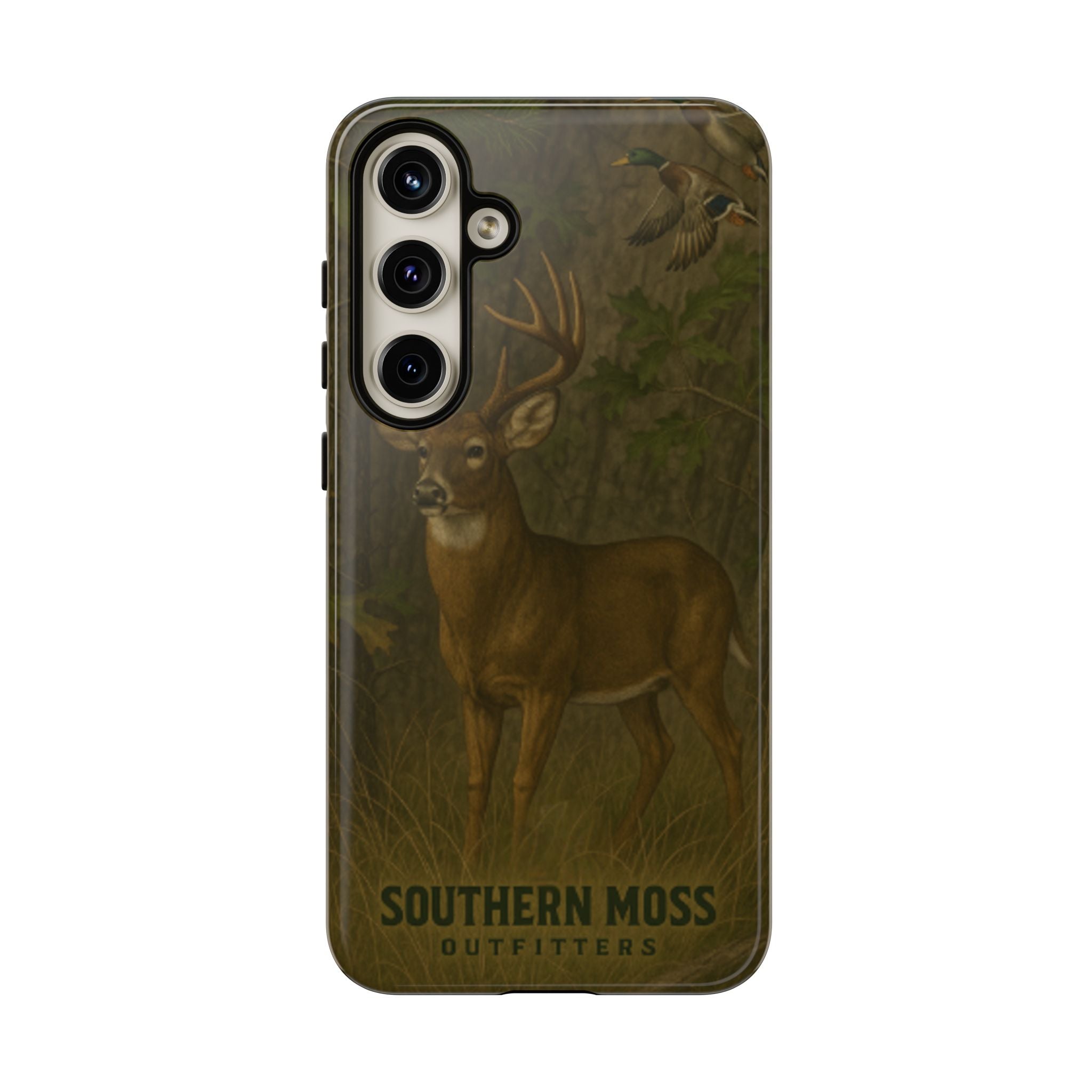 Hunting Phone Case – Deer & Ducks Design | Southern Moss Outfitters | Rugged Camo Outdoor iPhone Case