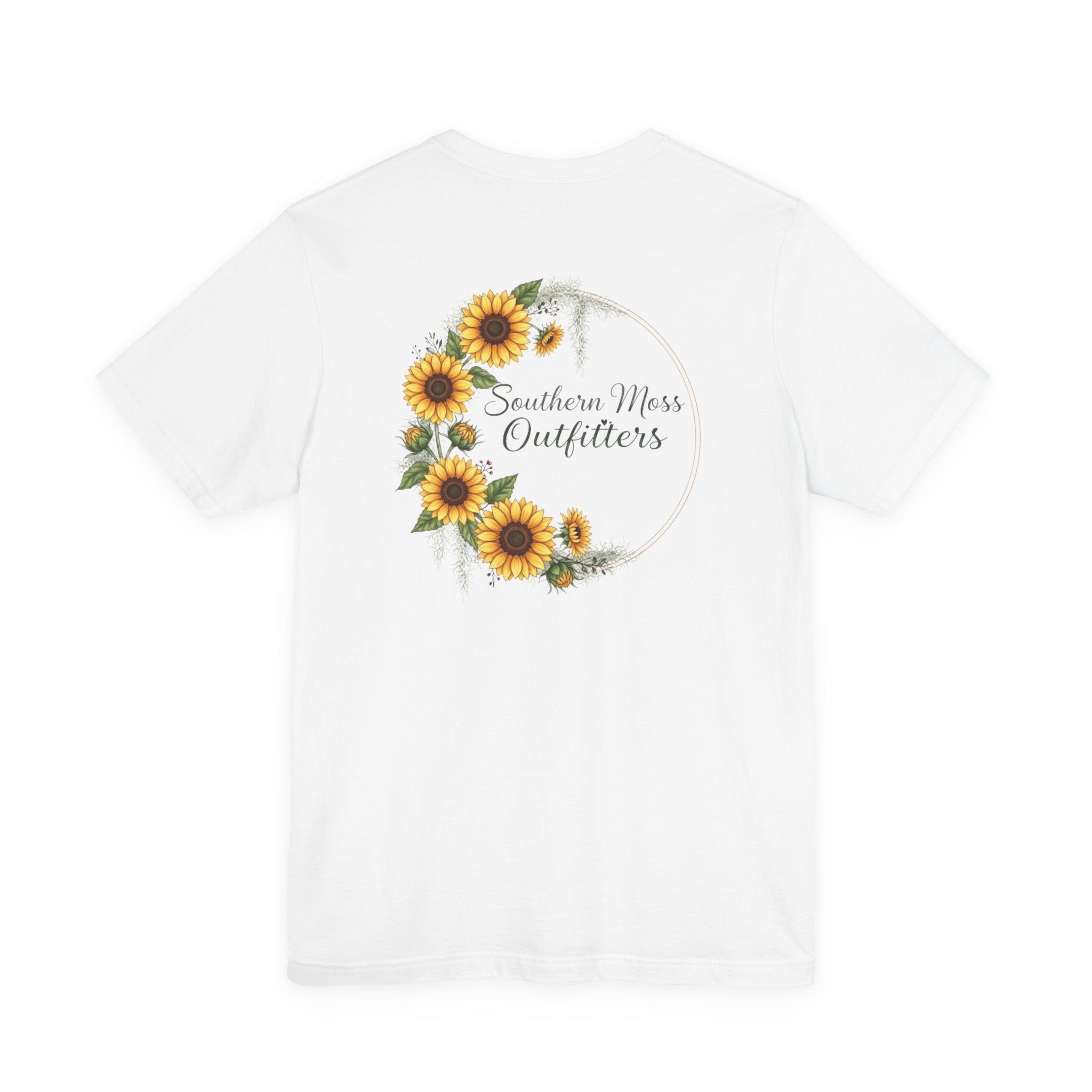 Southern Moss Outfitters Sunflower Graphic Tee Faith, Family & Outdoors Casual Everyday Wear, Gift Idea for Friends,Versatile Style