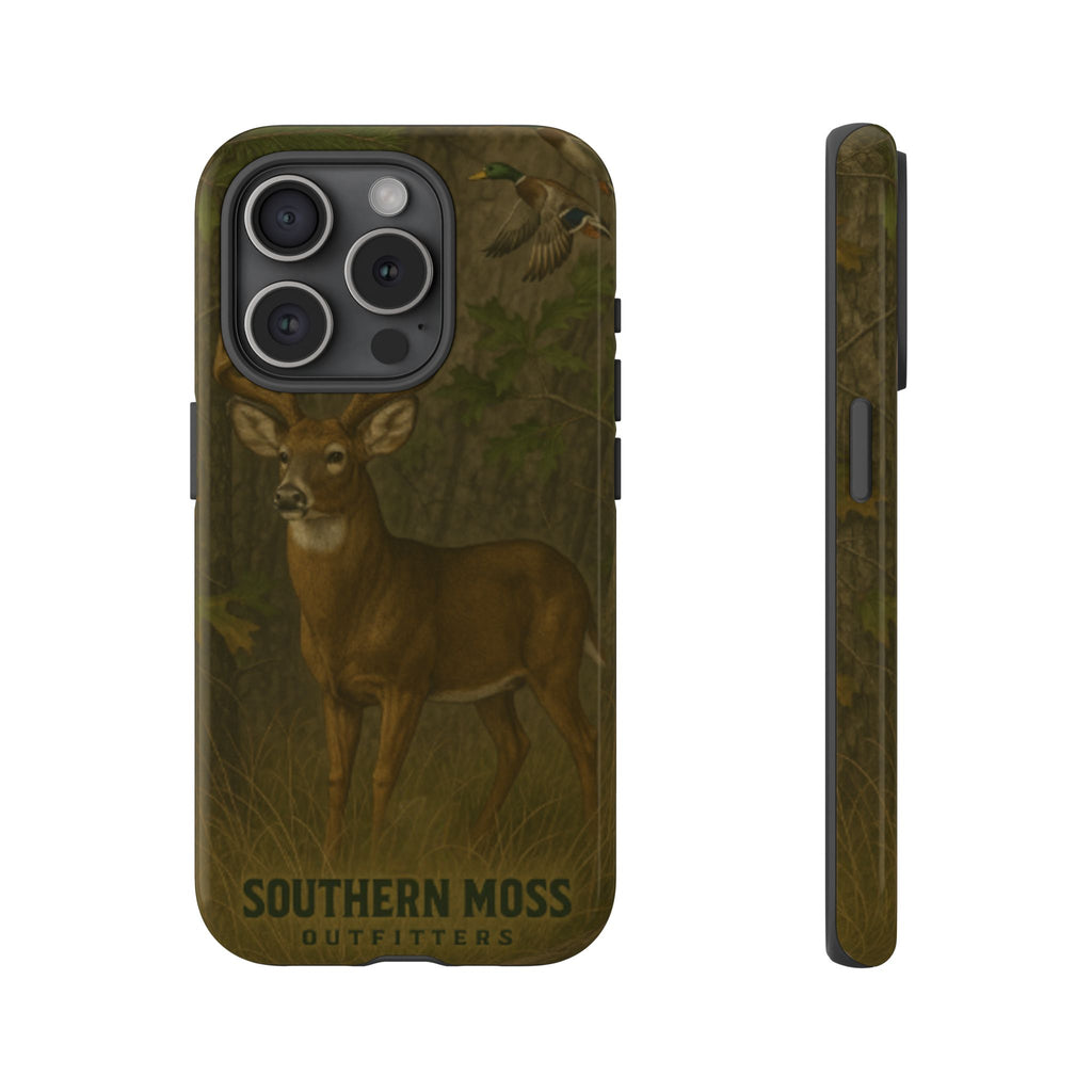 Hunting Phone Case – Deer & Ducks Design | Southern Moss Outfitters | Rugged Camo Outdoor iPhone Case