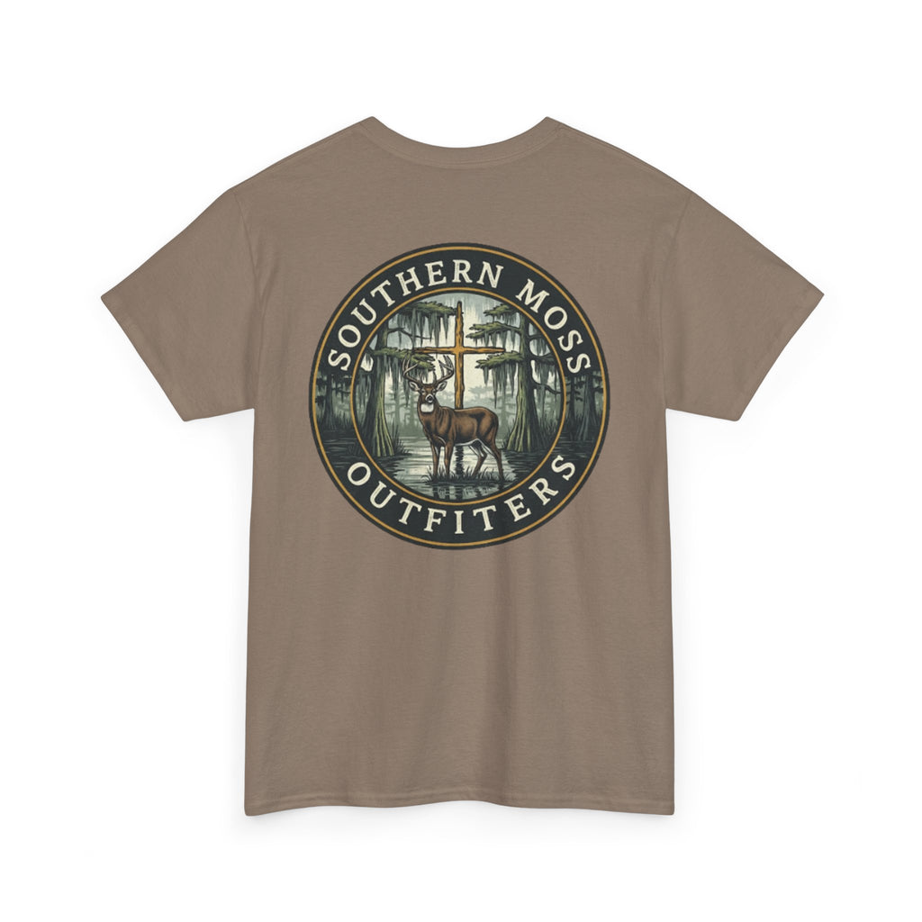 Southern Moss Outfitters Faith & Outdoors Tee Deer, Cross, Church Design, Casual Wear, Outdoor Apparel, Gift for Nature Lovers, Wildlife Tee