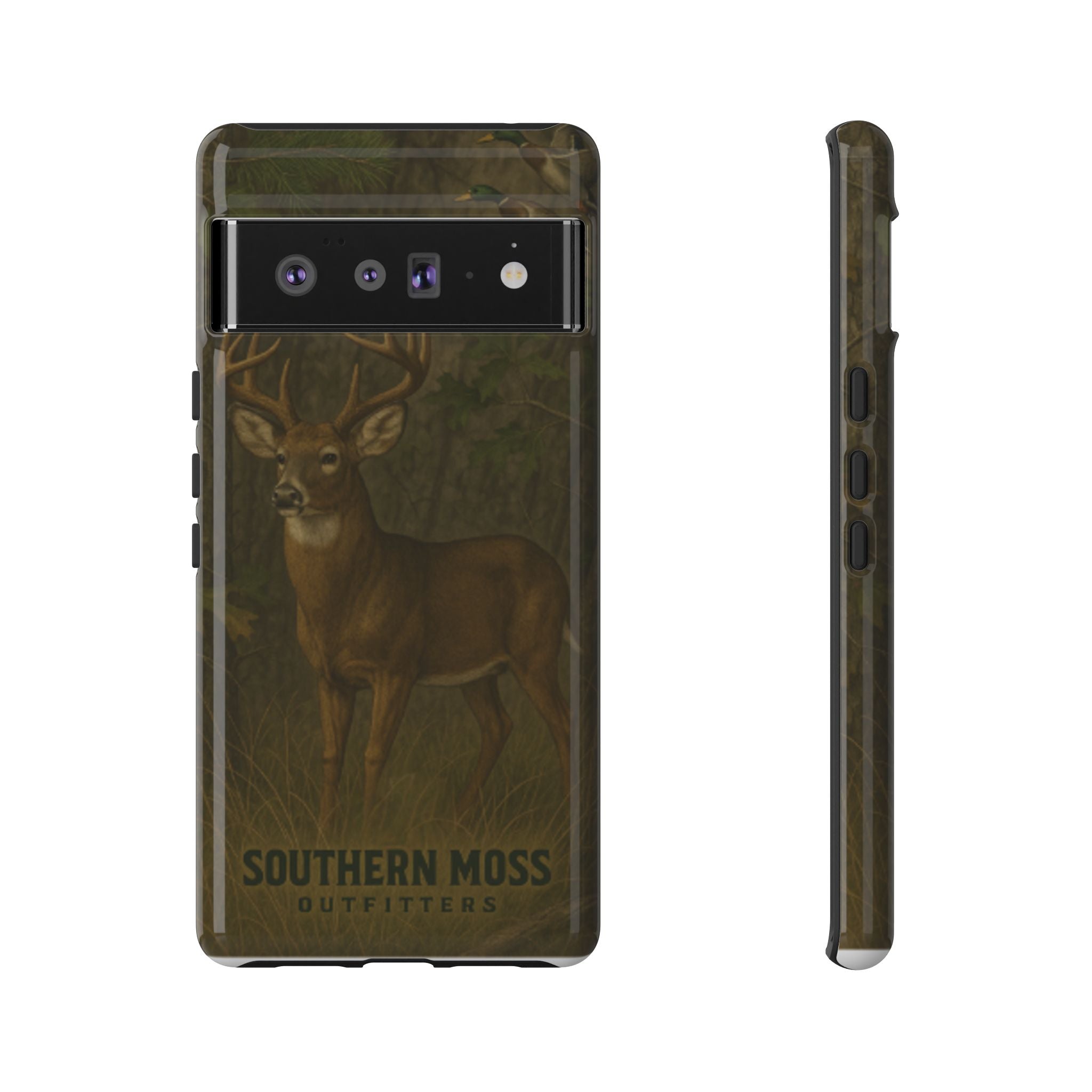 Hunting Phone Case – Deer & Ducks Design | Southern Moss Outfitters | Rugged Camo Outdoor iPhone Case