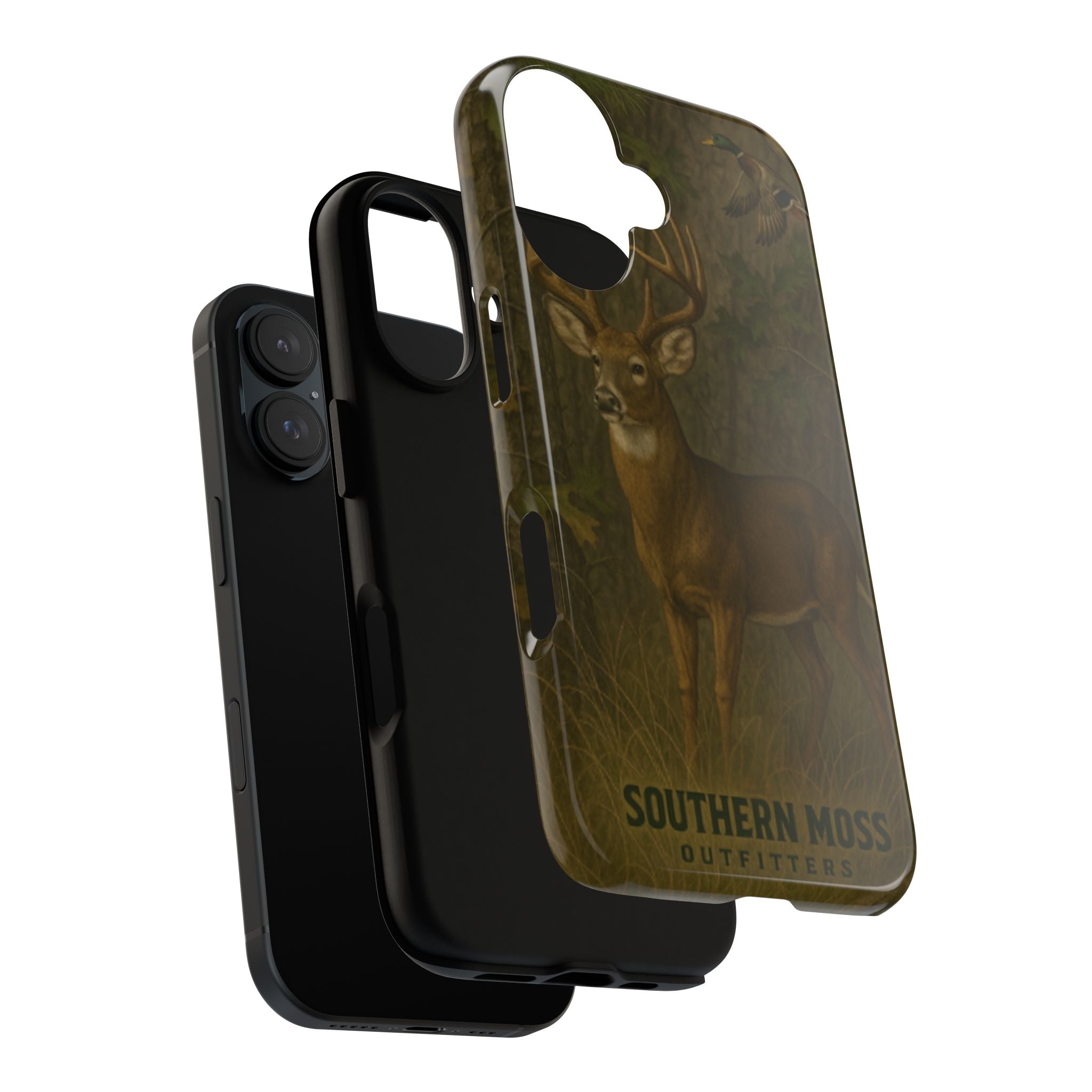Hunting Phone Case – Deer & Ducks Design | Southern Moss Outfitters | Rugged Camo Outdoor iPhone Case