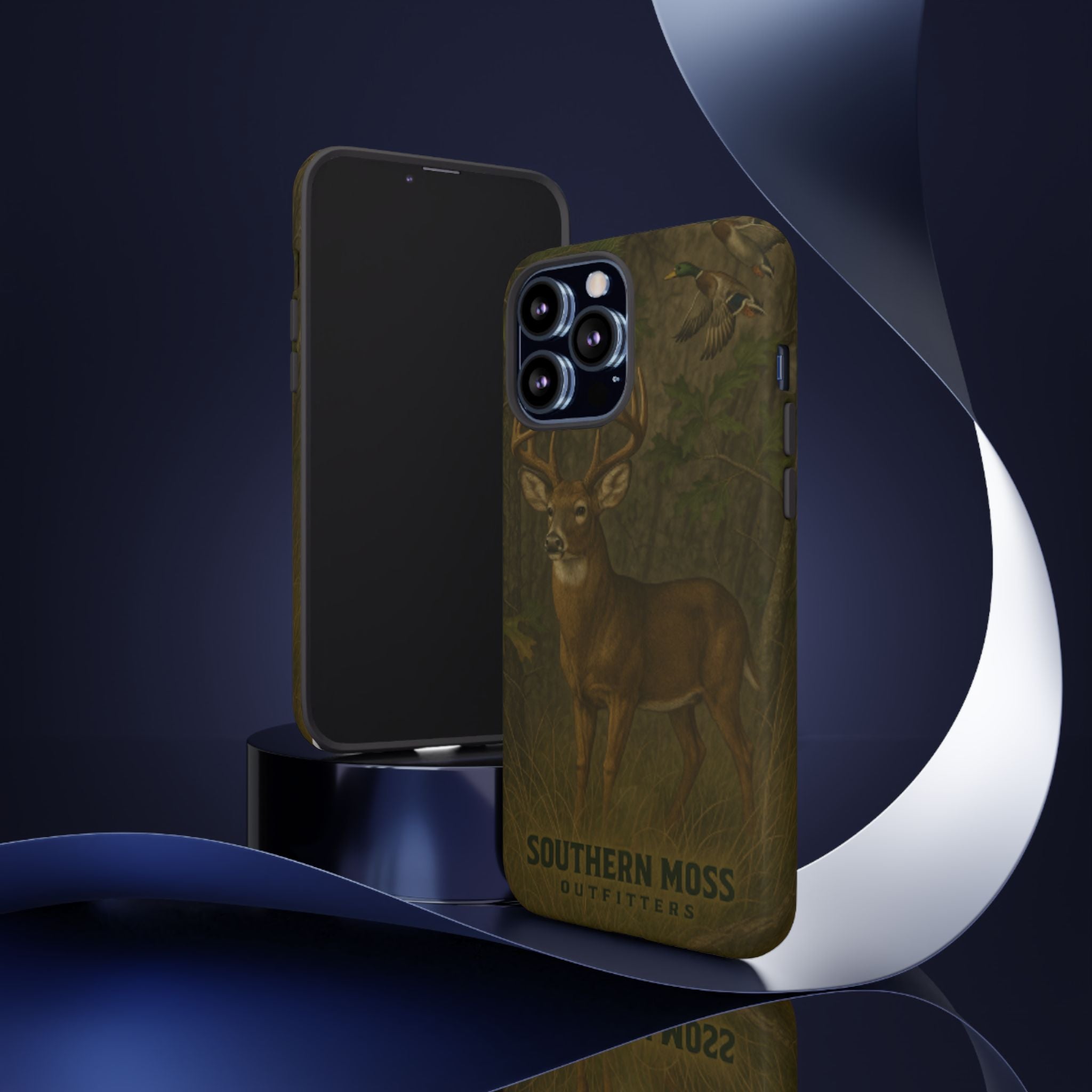 Hunting Phone Case – Deer & Ducks Design | Southern Moss Outfitters | Rugged Camo Outdoor iPhone Case