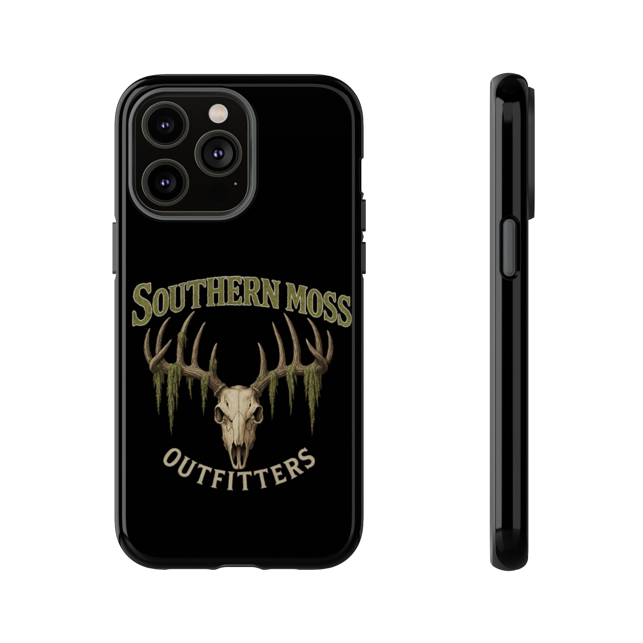Southern Moss Outfitters Skull Phone Case – Rugged Deer Antler Design, Outdoor Gear, Hunting Accessories, Rustic Style, Gift for Adventurers