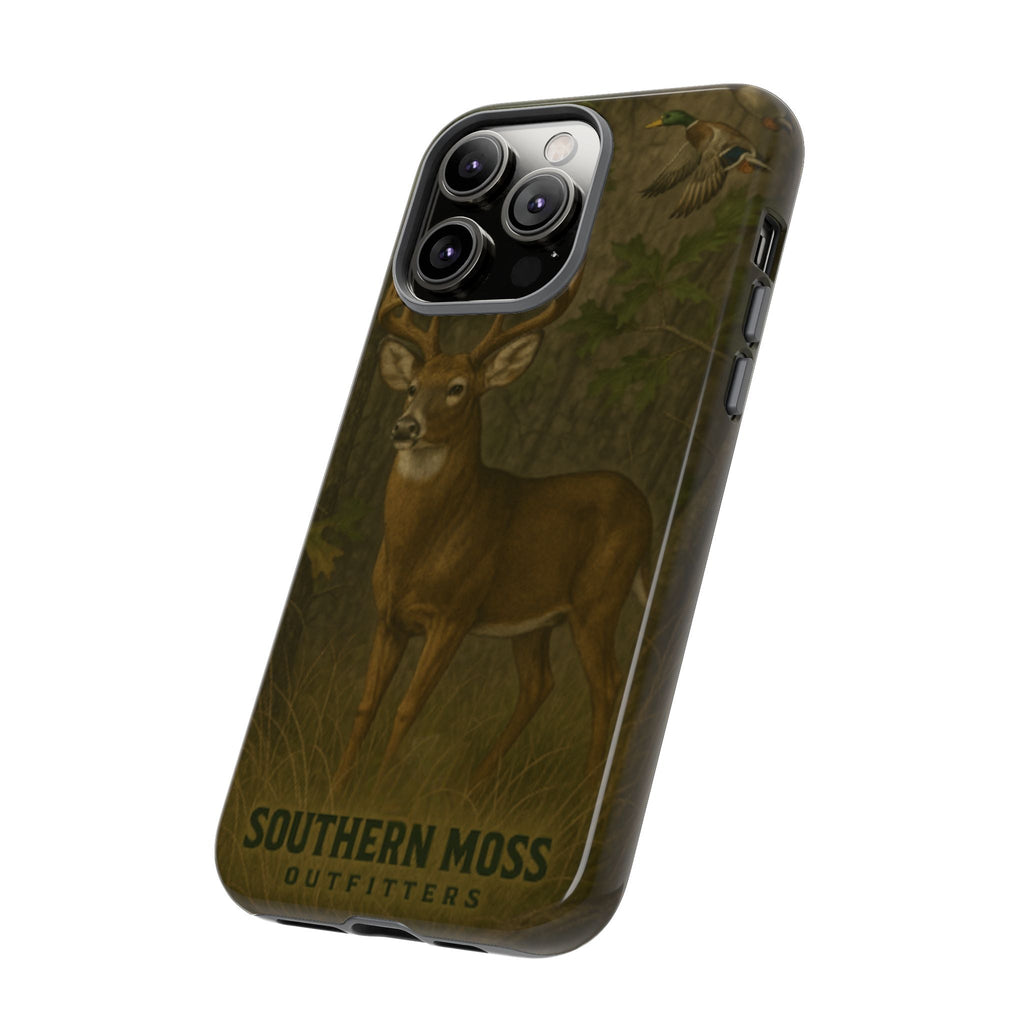 Hunting Phone Case – Deer & Ducks Design | Southern Moss Outfitters | Rugged Camo Outdoor iPhone Case