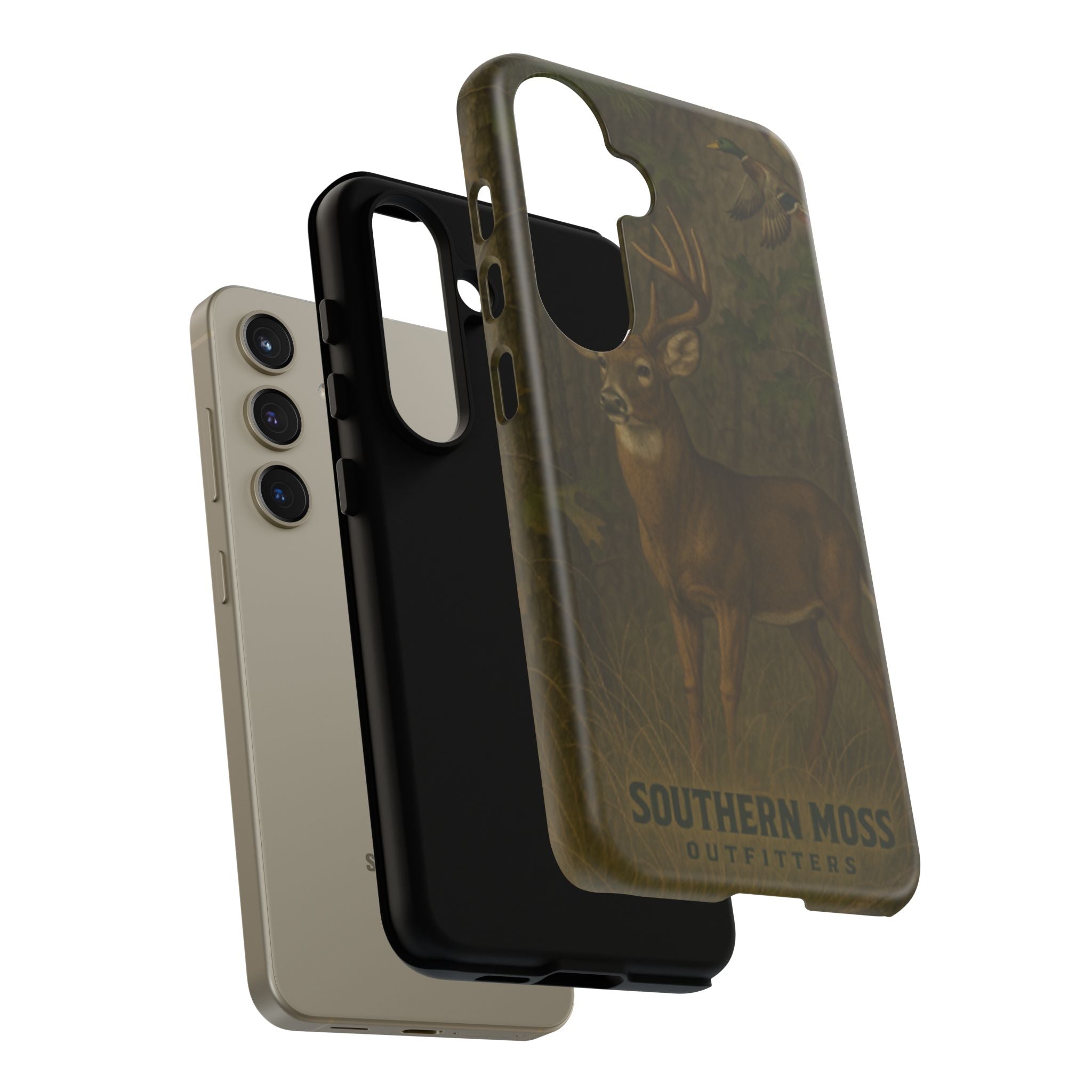 Hunting Phone Case – Deer & Ducks Design | Southern Moss Outfitters | Rugged Camo Outdoor iPhone Case