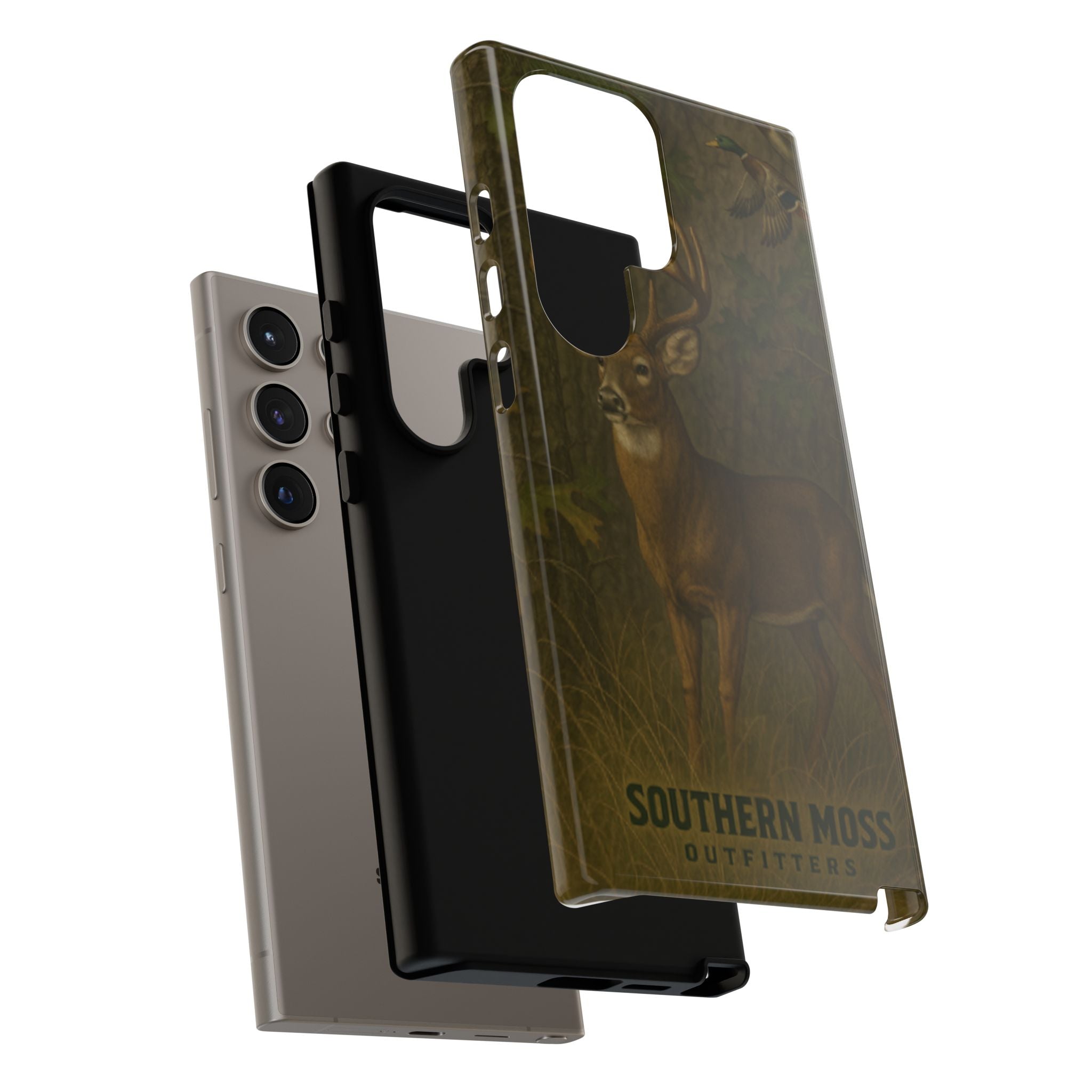 Hunting Phone Case – Deer & Ducks Design | Southern Moss Outfitters | Rugged Camo Outdoor iPhone Case