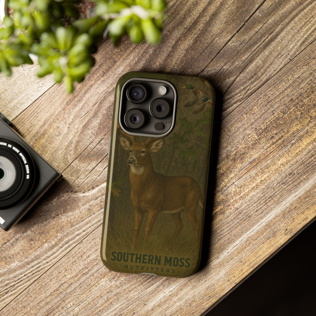 Hunting Phone Case – Deer & Ducks Design | Southern Moss Outfitters | Rugged Camo Outdoor iPhone Case