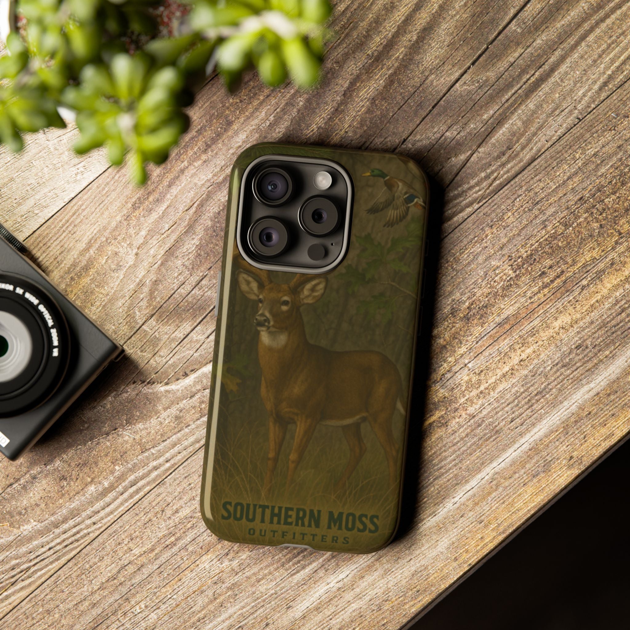 Hunting Phone Case – Deer & Ducks Design | Southern Moss Outfitters | Rugged Camo Outdoor iPhone Case