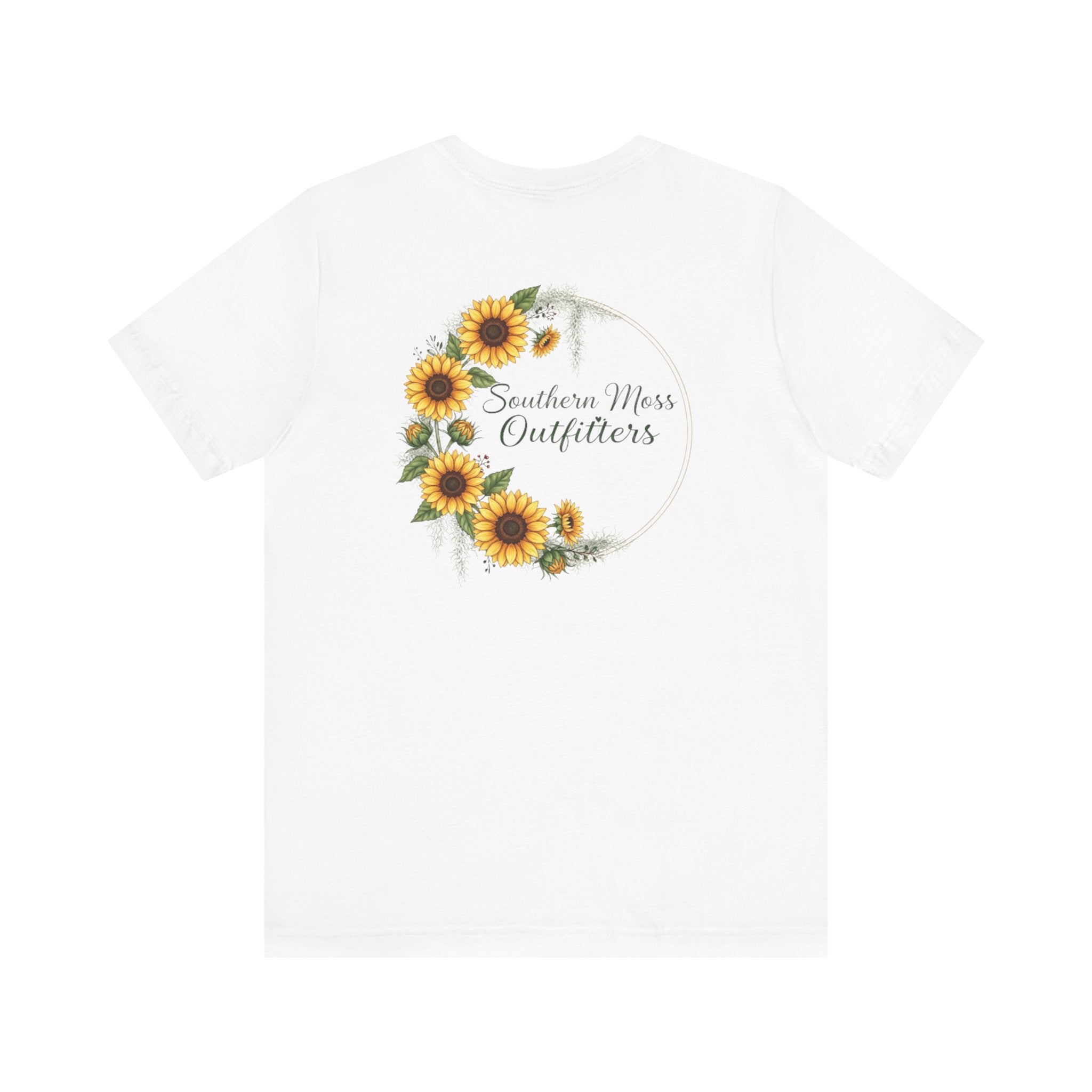 Southern Moss Outfitters Sunflower Graphic Tee Faith, Family & Outdoors Casual Everyday Wear, Gift Idea for Friends,Versatile Style
