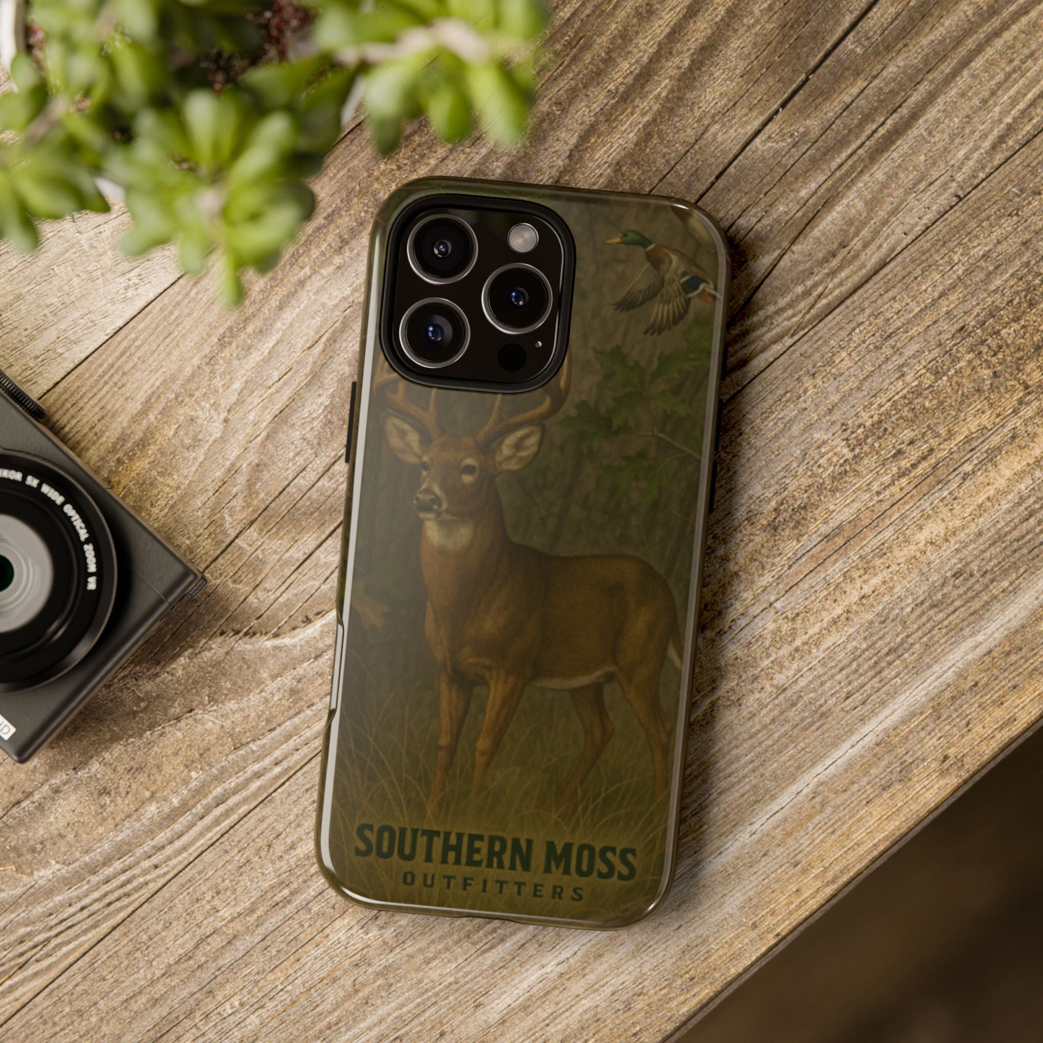 Hunting Phone Case – Deer & Ducks Design | Southern Moss Outfitters | Rugged Camo Outdoor iPhone Case