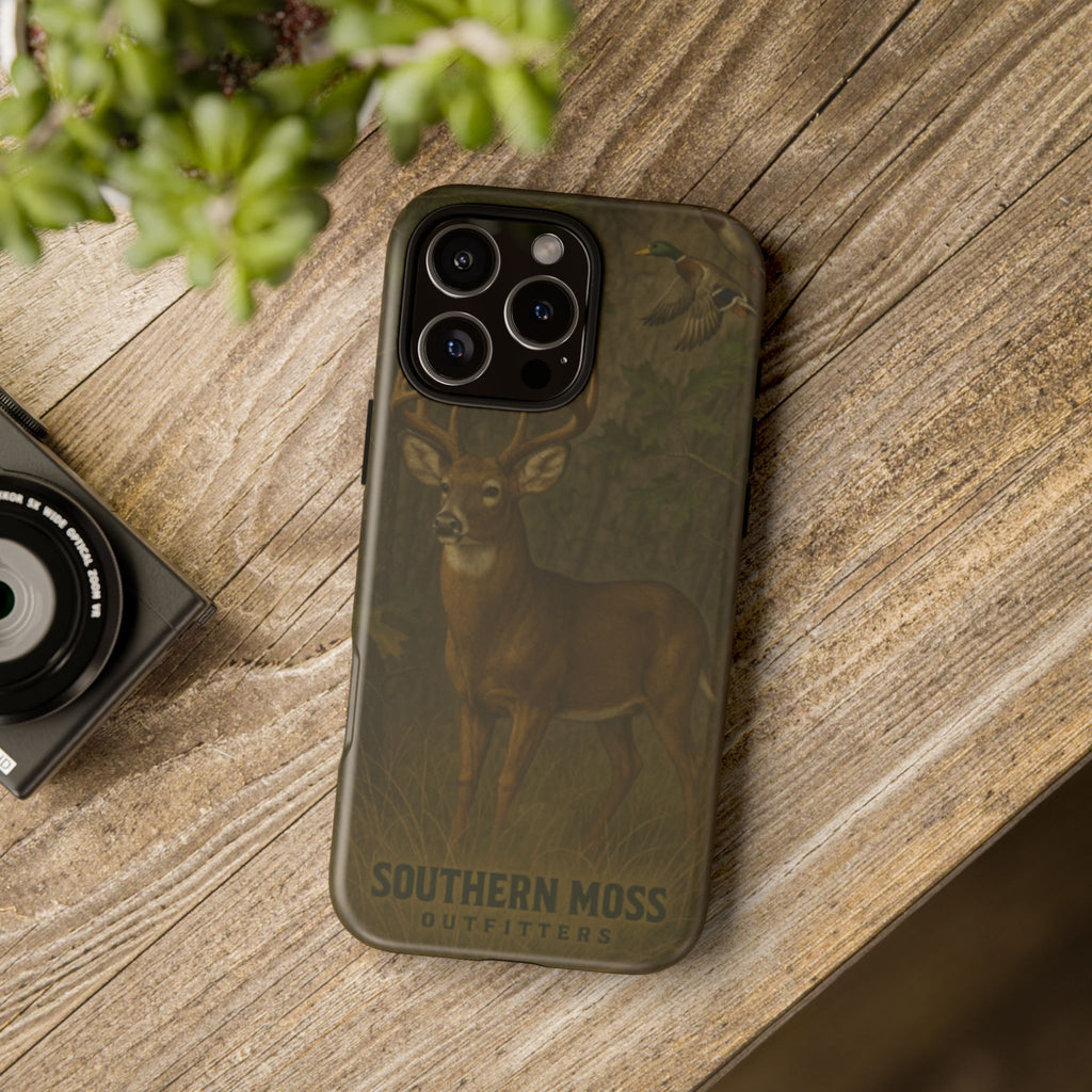 Hunting Phone Case – Deer & Ducks Design | Southern Moss Outfitters | Rugged Camo Outdoor iPhone Case