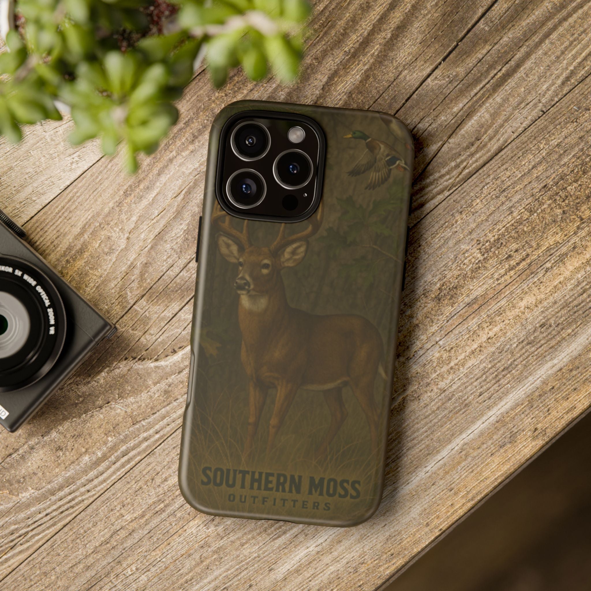 Hunting Phone Case – Deer & Ducks Design | Southern Moss Outfitters | Rugged Camo Outdoor iPhone Case
