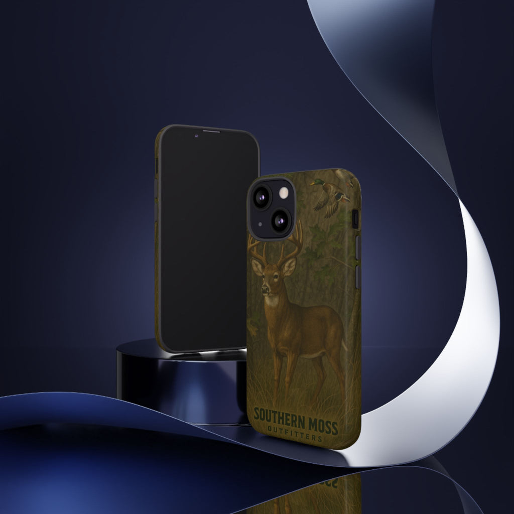 Hunting Phone Case – Deer & Ducks Design | Southern Moss Outfitters | Rugged Camo Outdoor iPhone Case