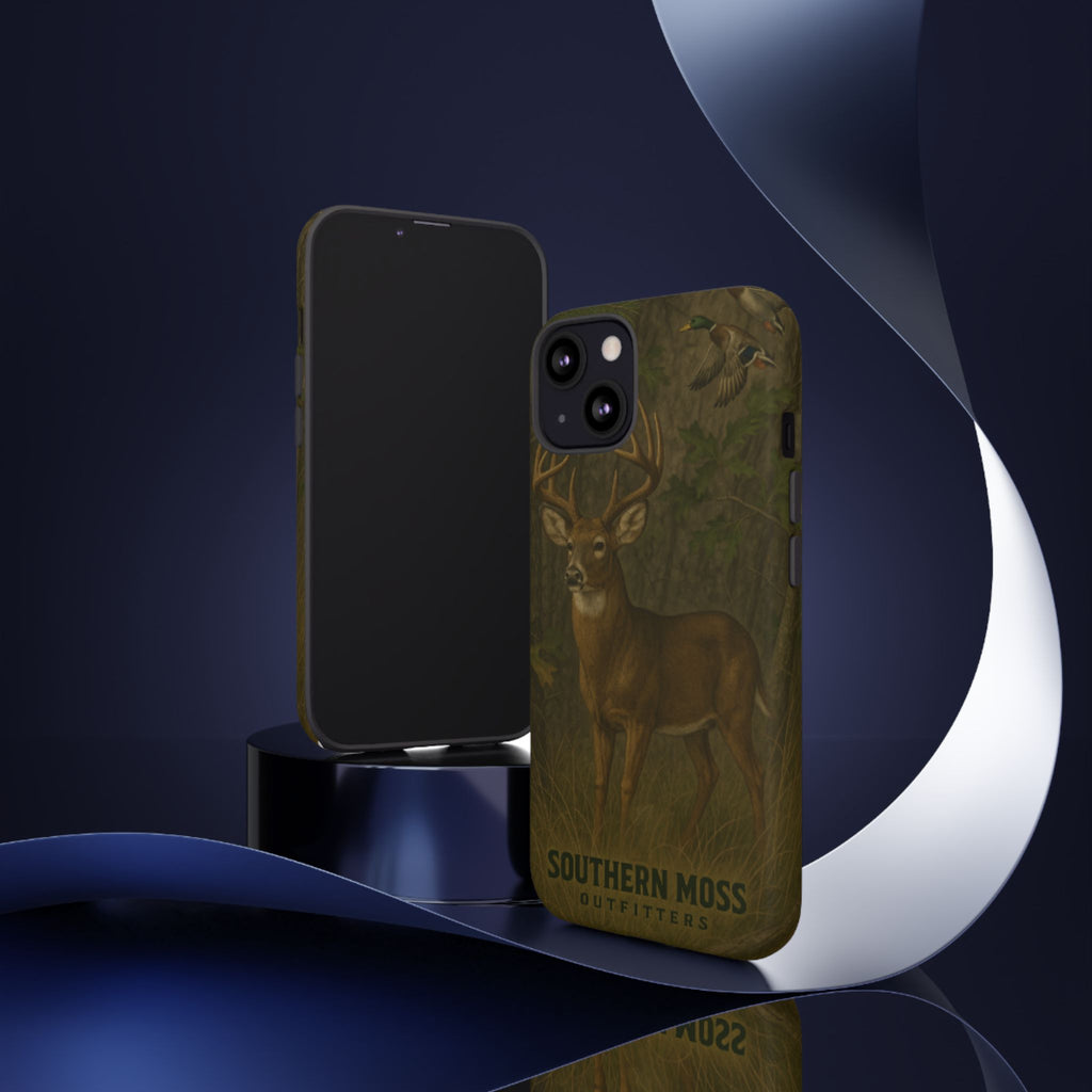 Hunting Phone Case – Deer & Ducks Design | Southern Moss Outfitters | Rugged Camo Outdoor iPhone Case