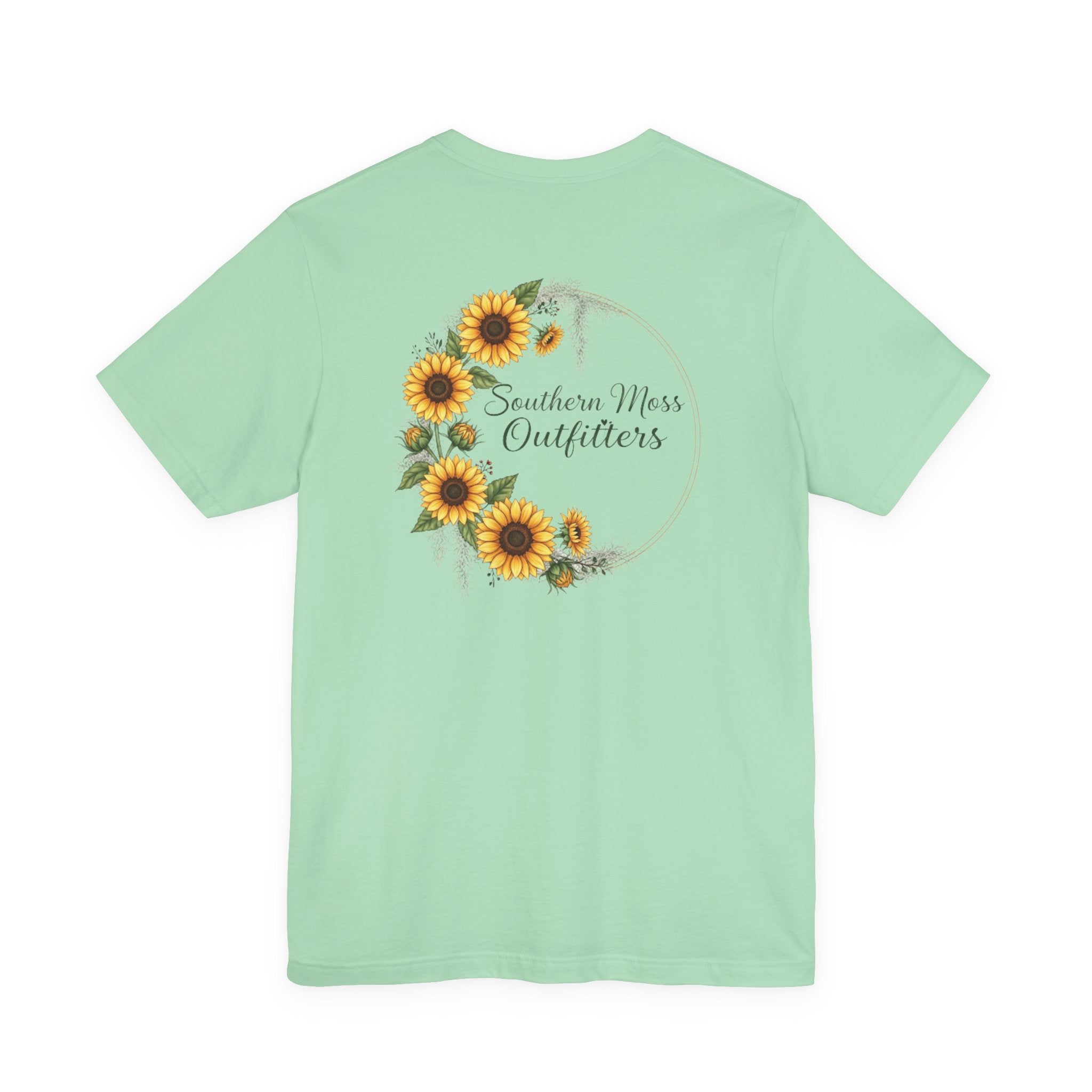 Southern Moss Outfitters Sunflower Graphic Tee Faith, Family & Outdoors Casual Everyday Wear, Gift Idea for Friends,Versatile Style