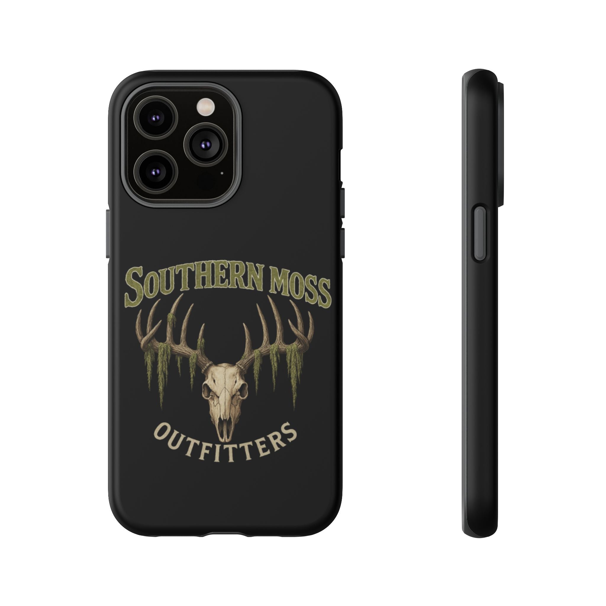 Southern Moss Outfitters Skull Phone Case – Rugged Deer Antler Design, Outdoor Gear, Hunting Accessories, Rustic Style, Gift for Adventurers