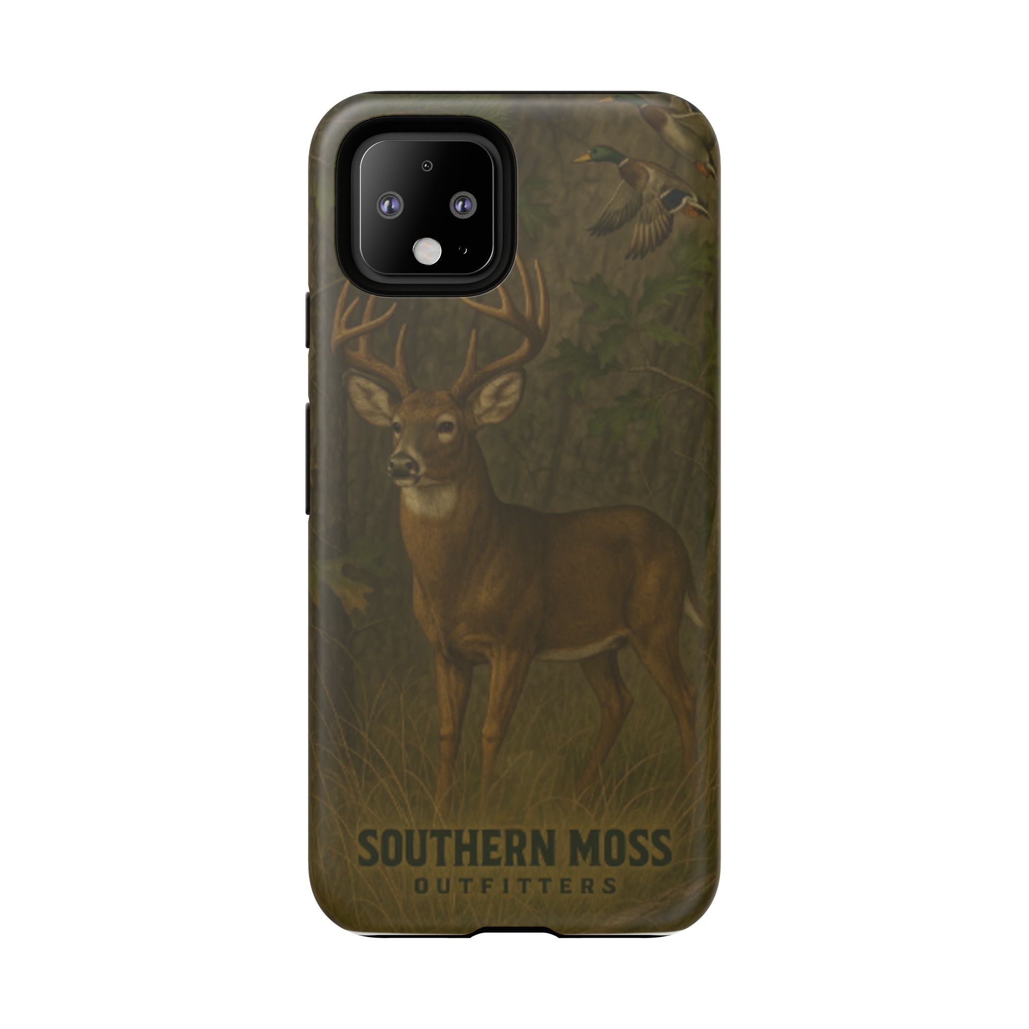 Hunting Phone Case – Deer & Ducks Design | Southern Moss Outfitters | Rugged Camo Outdoor iPhone Case