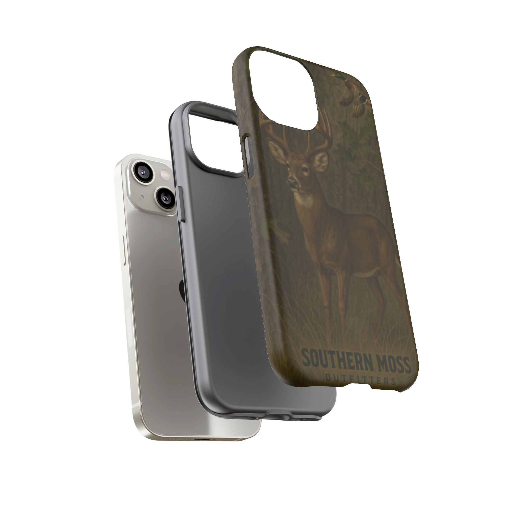 Hunting Phone Case – Deer & Ducks Design | Southern Moss Outfitters | Rugged Camo Outdoor iPhone Case