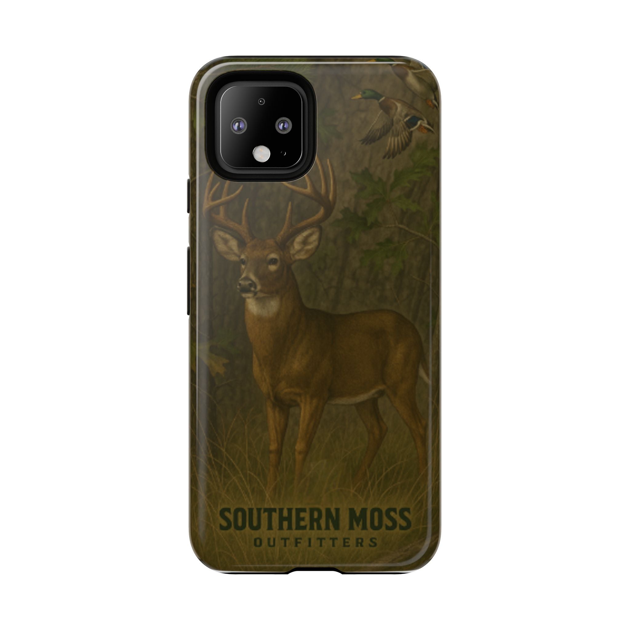 Hunting Phone Case – Deer & Ducks Design | Southern Moss Outfitters | Rugged Camo Outdoor iPhone Case