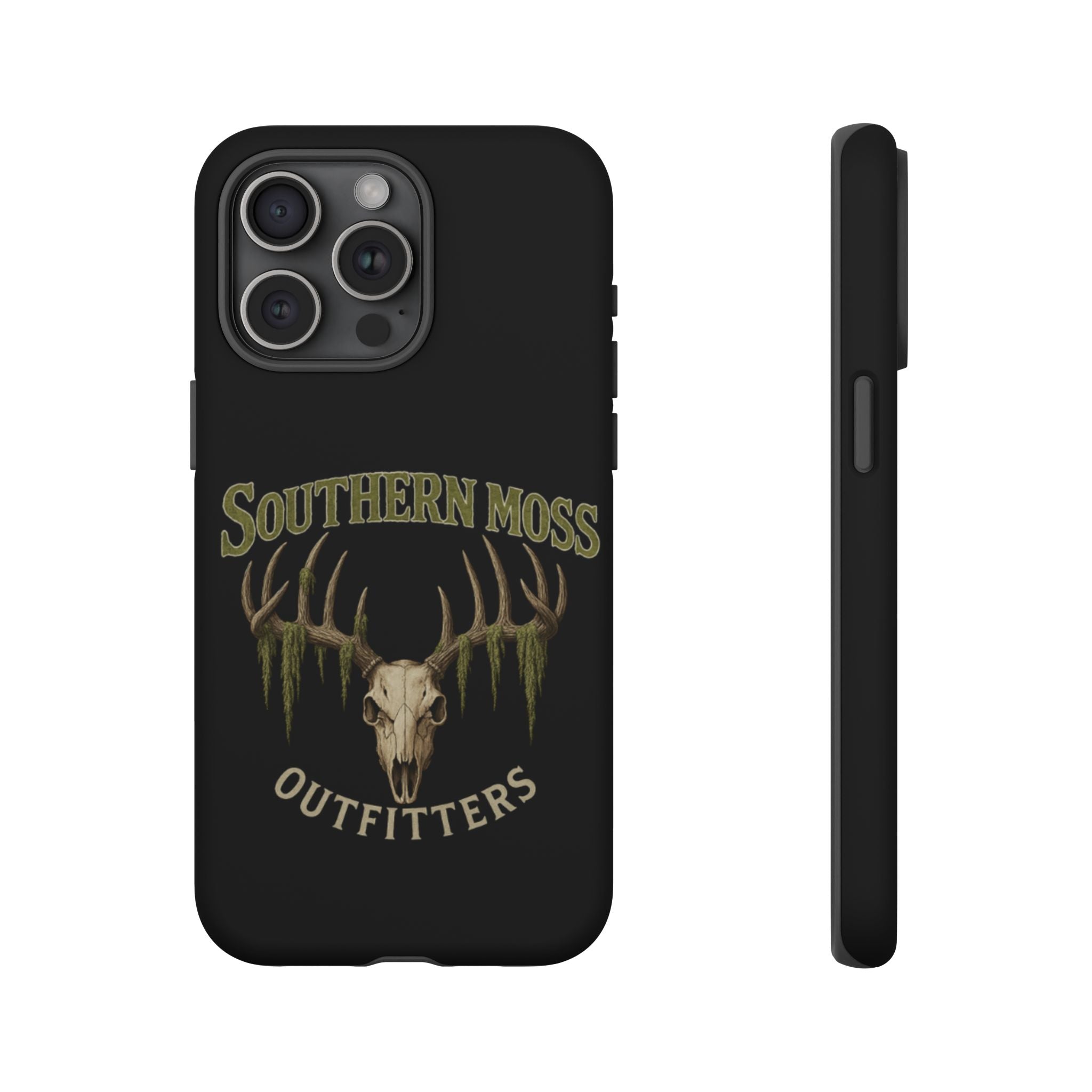 Southern Moss Outfitters Skull Phone Case – Rugged Deer Antler Design, Outdoor Gear, Hunting Accessories, Rustic Style, Gift for Adventurers