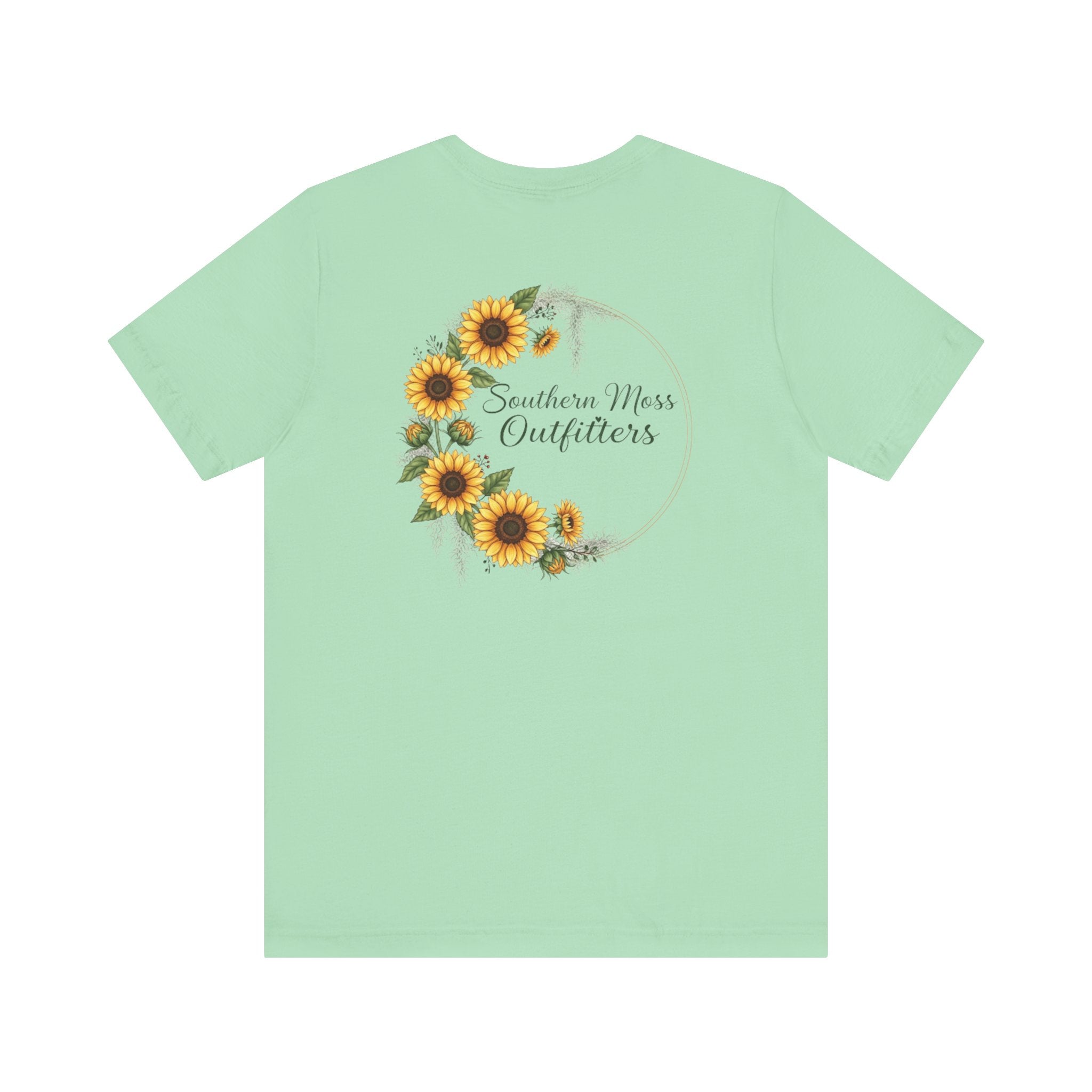Southern Moss Outfitters Sunflower Graphic Tee Faith, Family & Outdoors Casual Everyday Wear, Gift Idea for Friends,Versatile Style