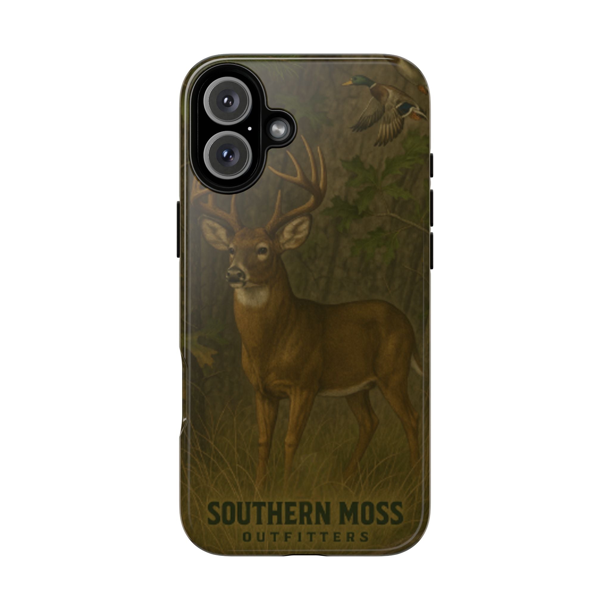 Hunting Phone Case – Deer & Ducks Design | Southern Moss Outfitters | Rugged Camo Outdoor iPhone Case