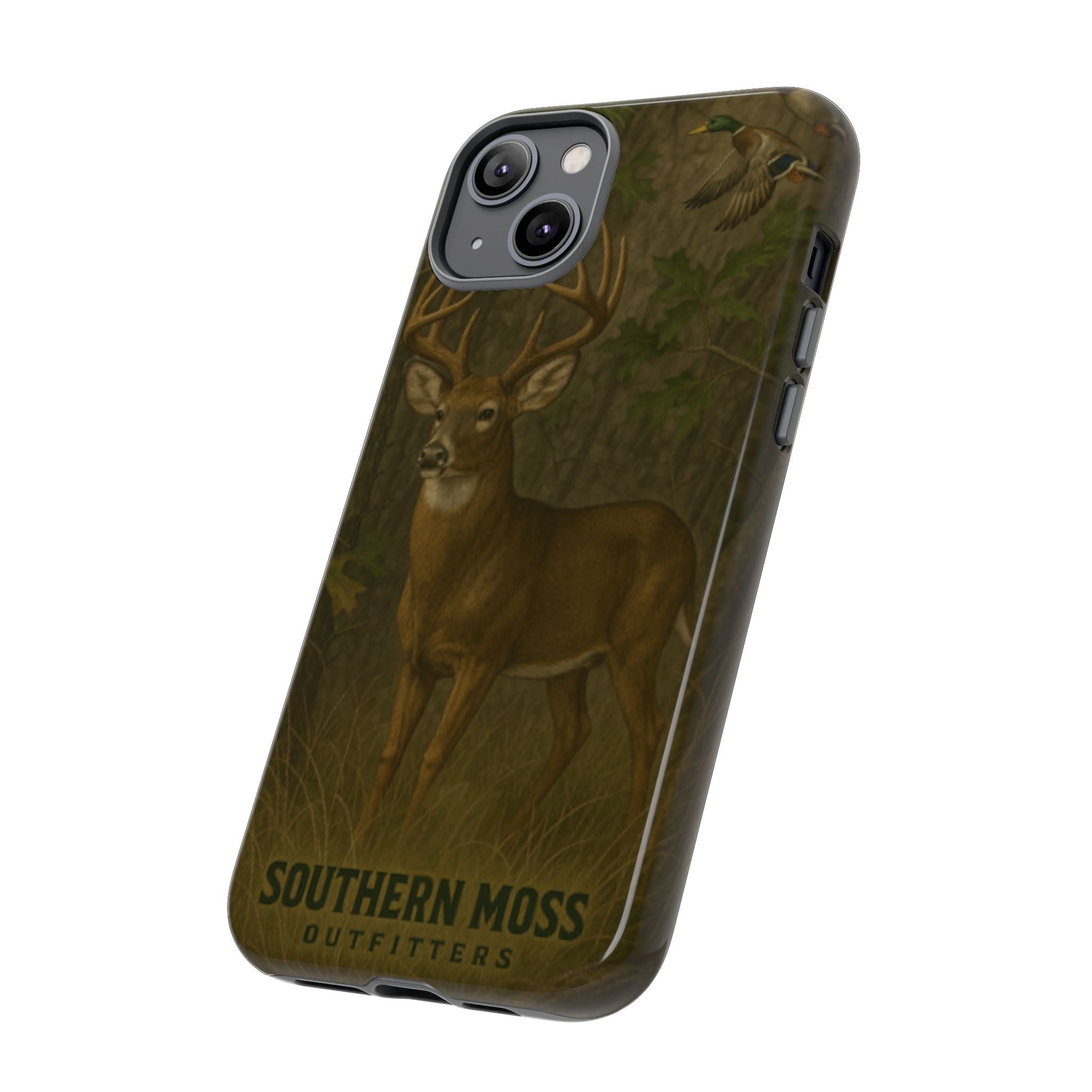 Hunting Phone Case – Deer & Ducks Design | Southern Moss Outfitters | Rugged Camo Outdoor iPhone Case