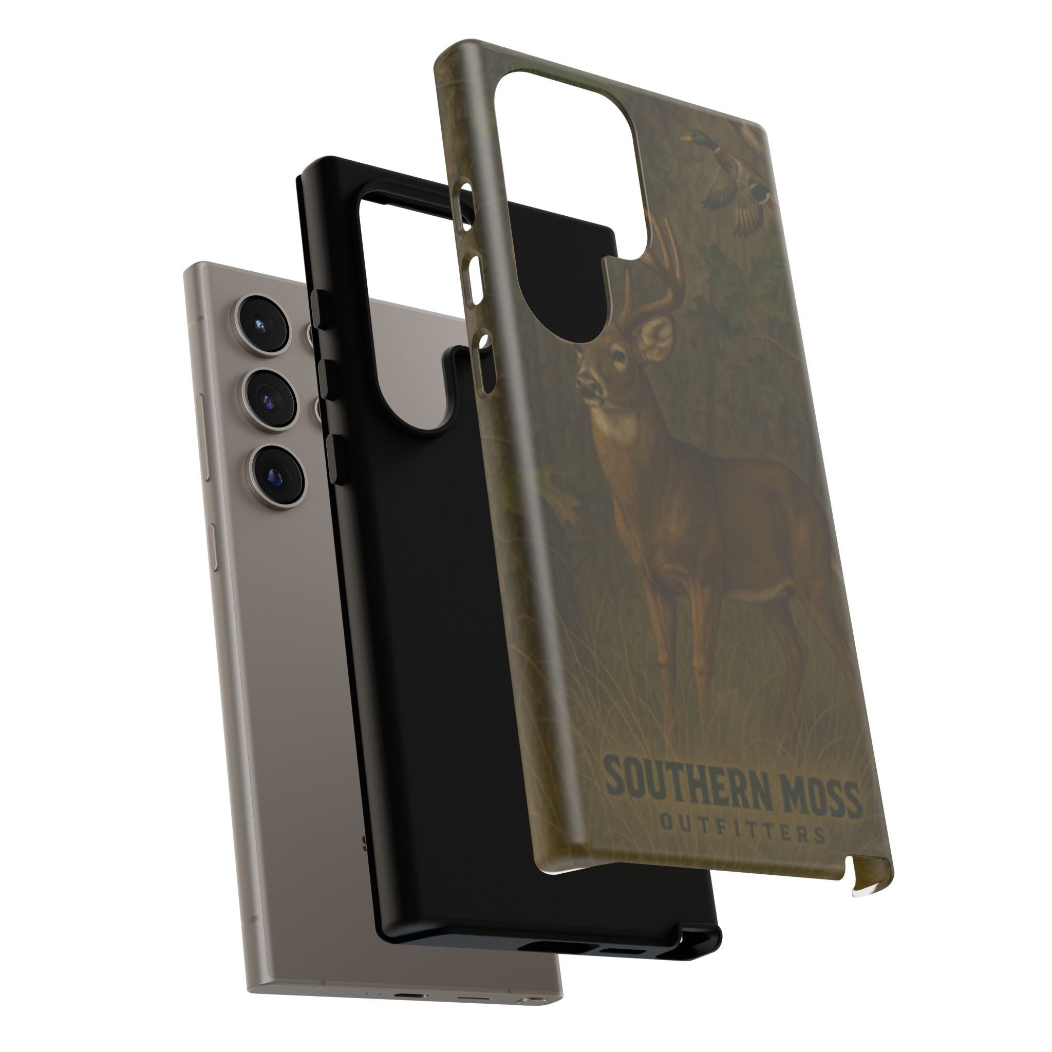 Hunting Phone Case – Deer & Ducks Design | Southern Moss Outfitters | Rugged Camo Outdoor iPhone Case