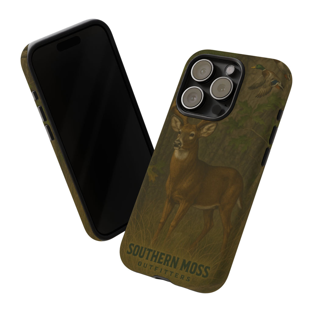 Hunting Phone Case – Deer & Ducks Design | Southern Moss Outfitters | Rugged Camo Outdoor iPhone Case