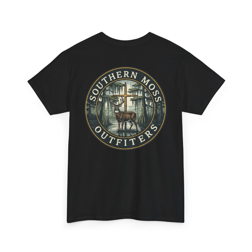 Southern Moss Outfitters Faith & Outdoors Tee Deer, Cross, Church Design, Casual Wear, Outdoor Apparel, Gift for Nature Lovers, Wildlife Tee