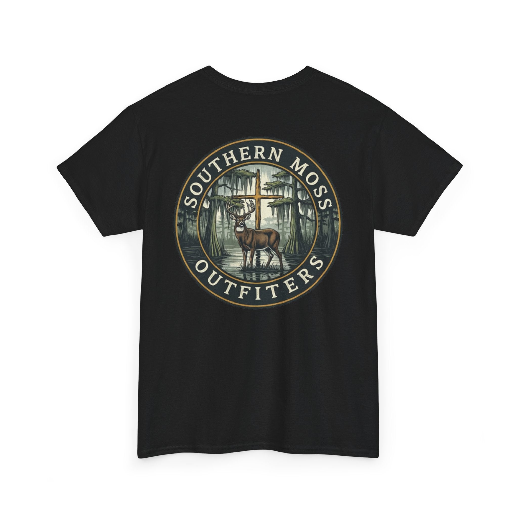 Southern Moss Outfitters Faith & Outdoors Tee Deer, Cross, Church Design, Casual Wear, Outdoor Apparel, Gift for Nature Lovers, Wildlife Tee