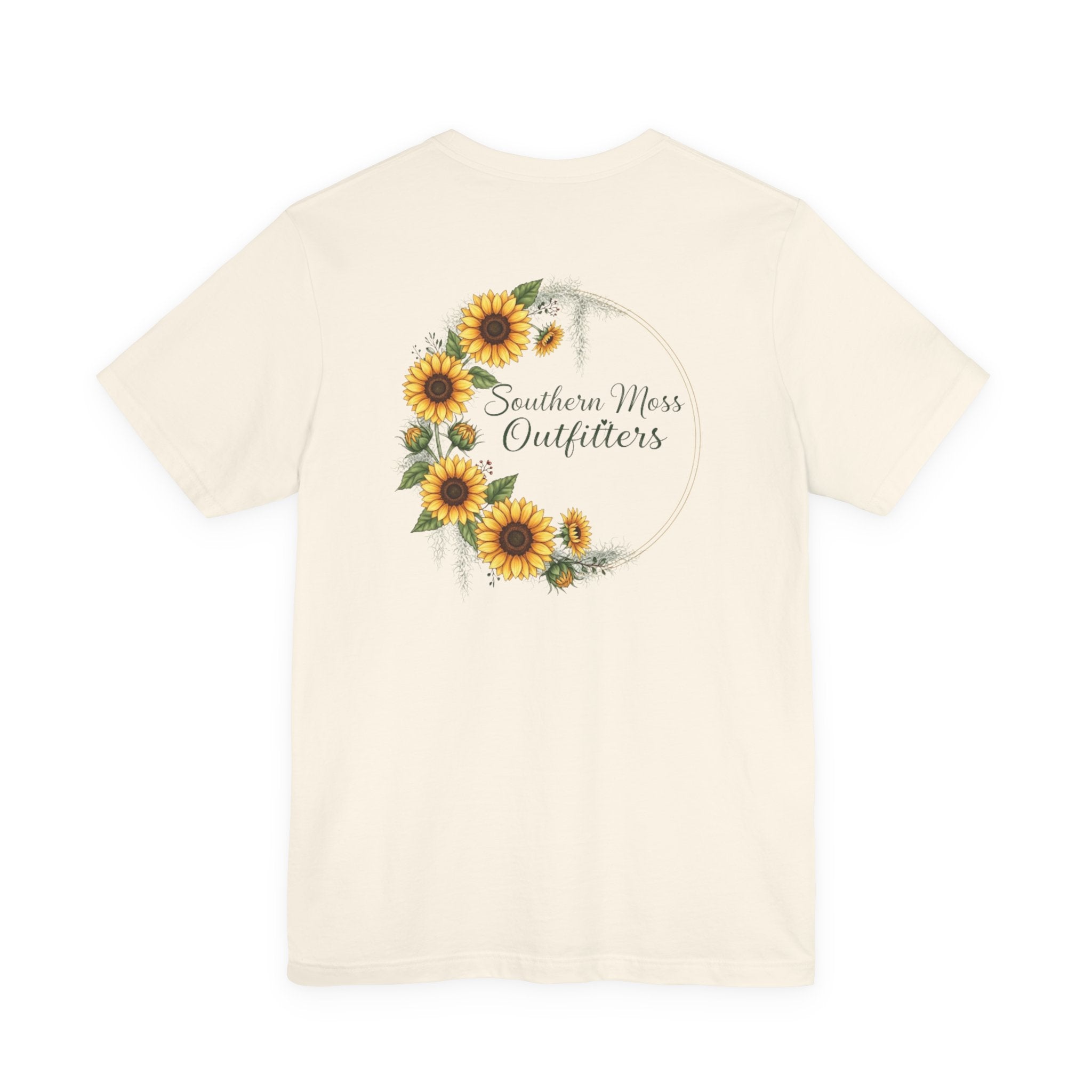 Southern Moss Outfitters Sunflower Graphic Tee Faith, Family & Outdoors Casual Everyday Wear, Gift Idea for Friends,Versatile Style