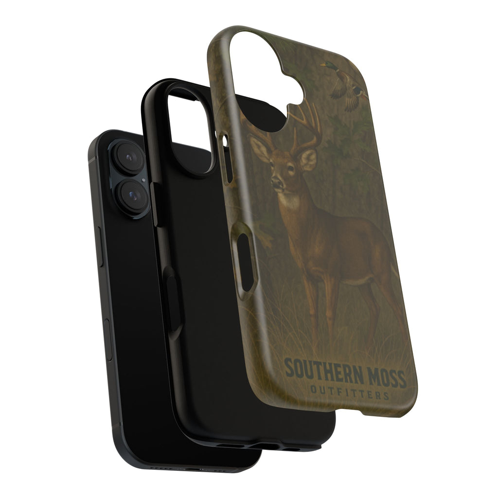 Hunting Phone Case – Deer & Ducks Design | Southern Moss Outfitters | Rugged Camo Outdoor iPhone Case
