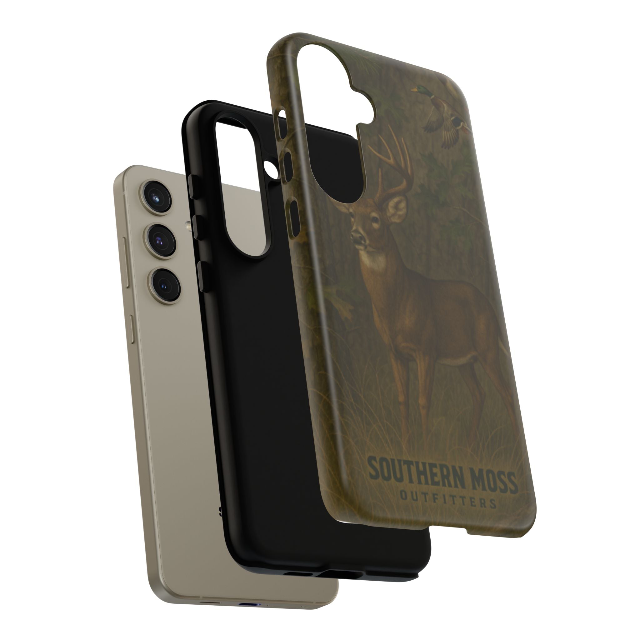 Hunting Phone Case – Deer & Ducks Design | Southern Moss Outfitters | Rugged Camo Outdoor iPhone Case
