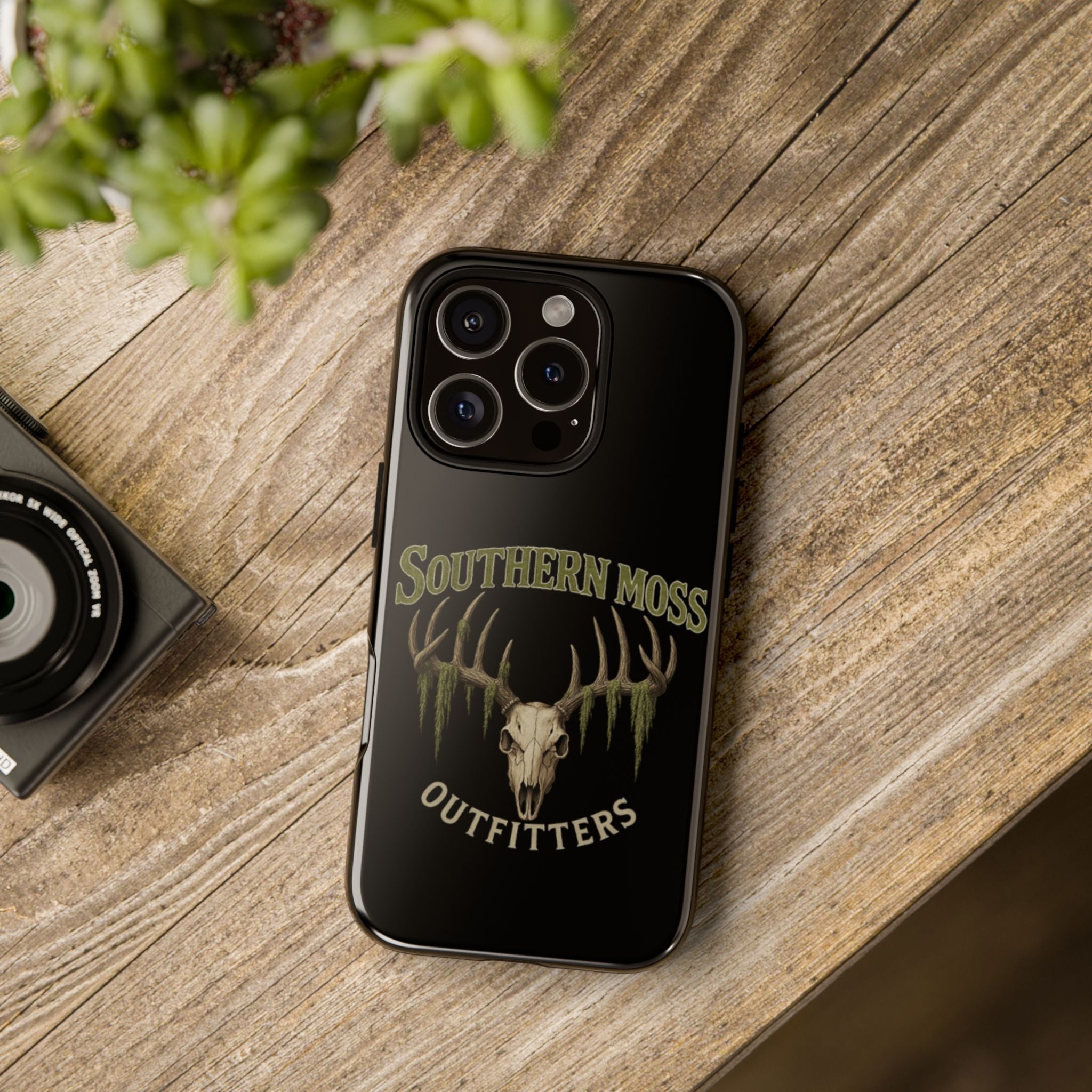 Southern Moss Outfitters Skull Phone Case – Rugged Deer Antler Design, Outdoor Gear, Hunting Accessories, Rustic Style, Gift for Adventurers