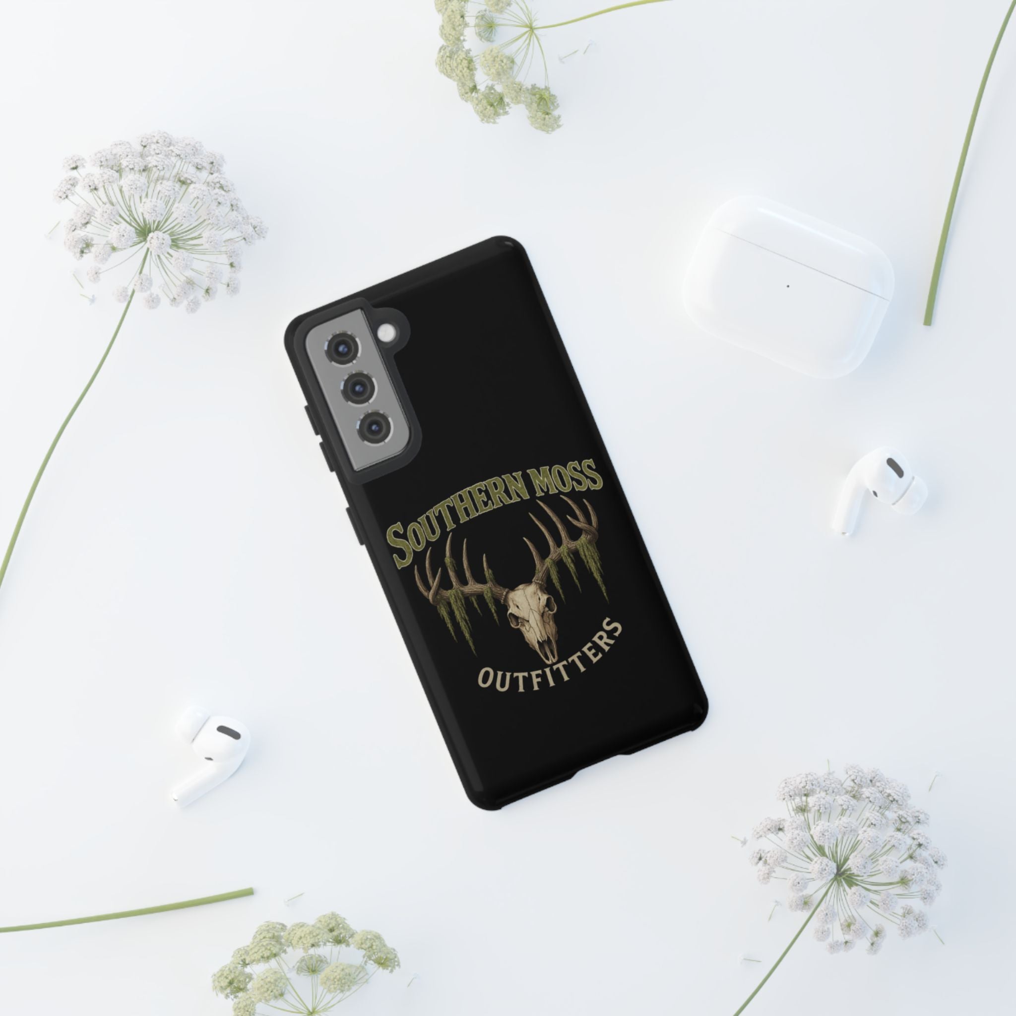 Southern Moss Outfitters Skull Phone Case – Rugged Deer Antler Design, Outdoor Gear, Hunting Accessories, Rustic Style, Gift for Adventurers