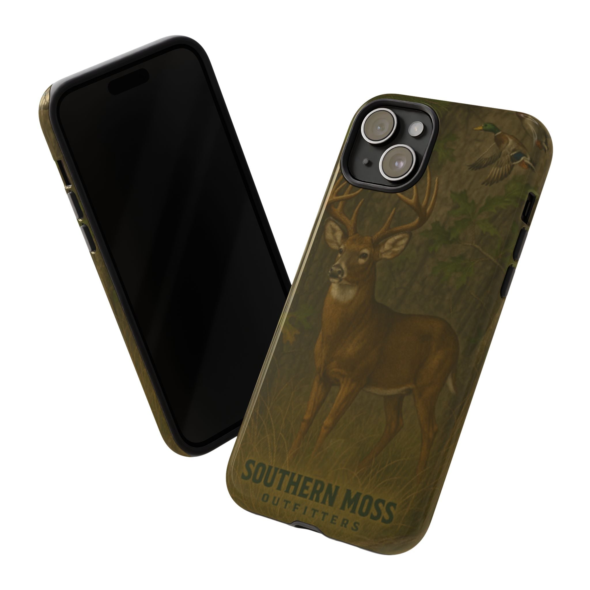 Hunting Phone Case – Deer & Ducks Design | Southern Moss Outfitters | Rugged Camo Outdoor iPhone Case
