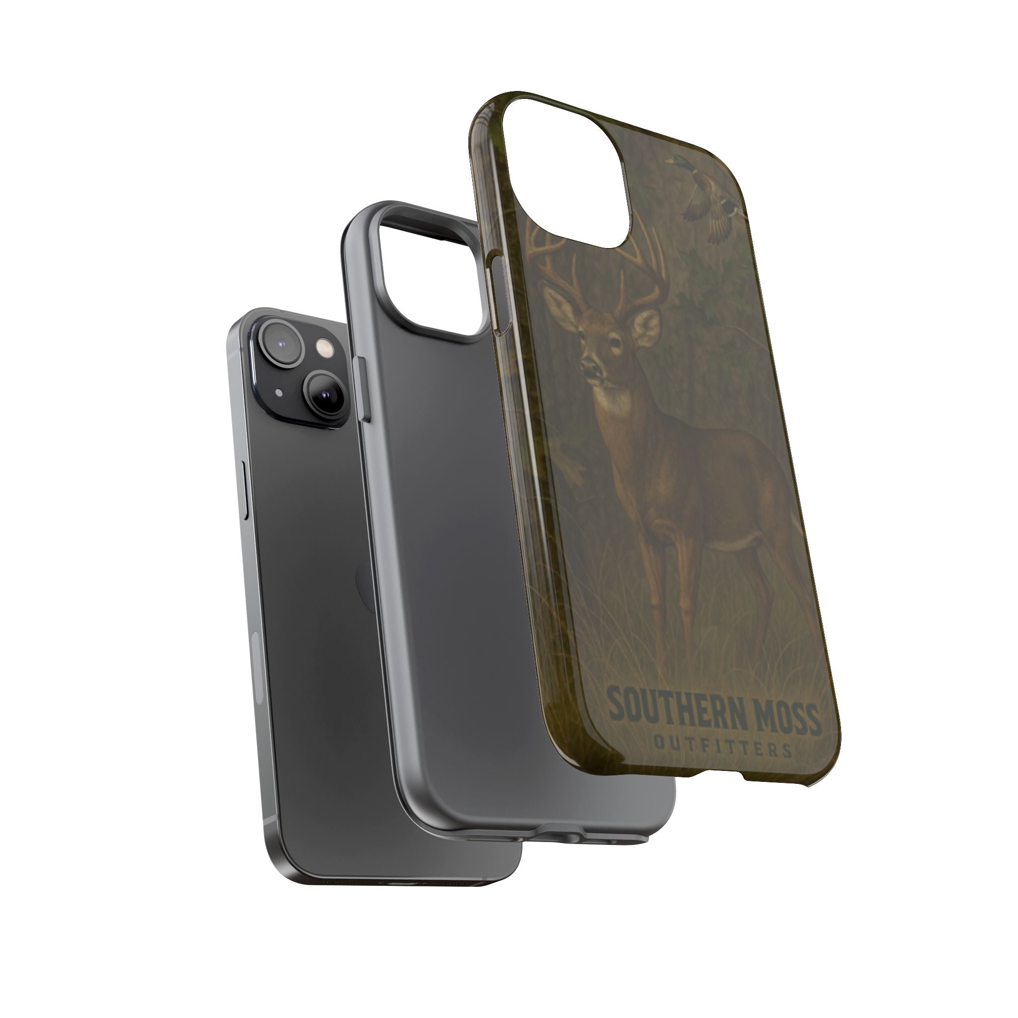Hunting Phone Case – Deer & Ducks Design | Southern Moss Outfitters | Rugged Camo Outdoor iPhone Case