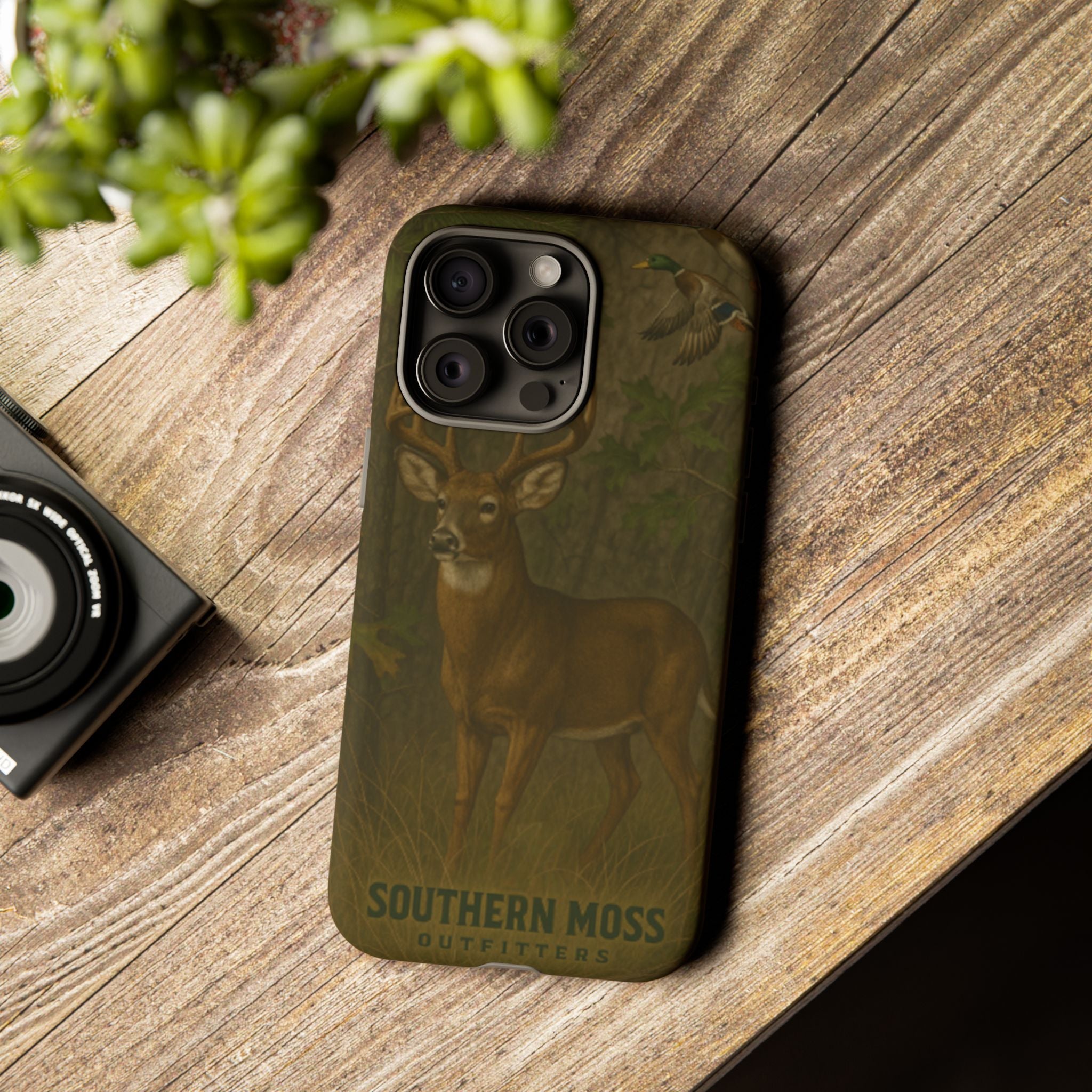 Hunting Phone Case – Deer & Ducks Design | Southern Moss Outfitters | Rugged Camo Outdoor iPhone Case