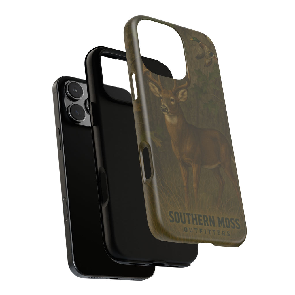 Hunting Phone Case – Deer & Ducks Design | Southern Moss Outfitters | Rugged Camo Outdoor iPhone Case