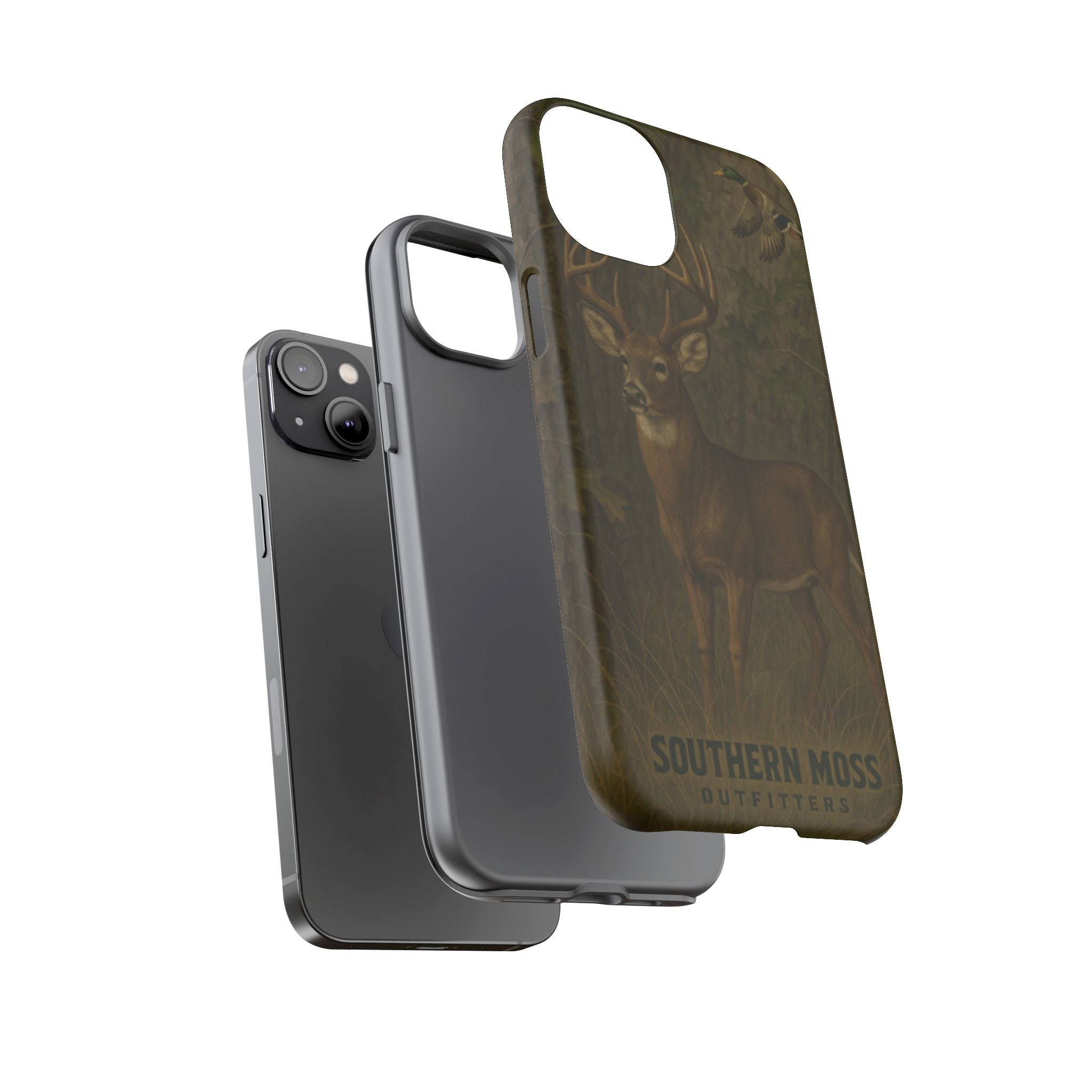 Hunting Phone Case – Deer & Ducks Design | Southern Moss Outfitters | Rugged Camo Outdoor iPhone Case