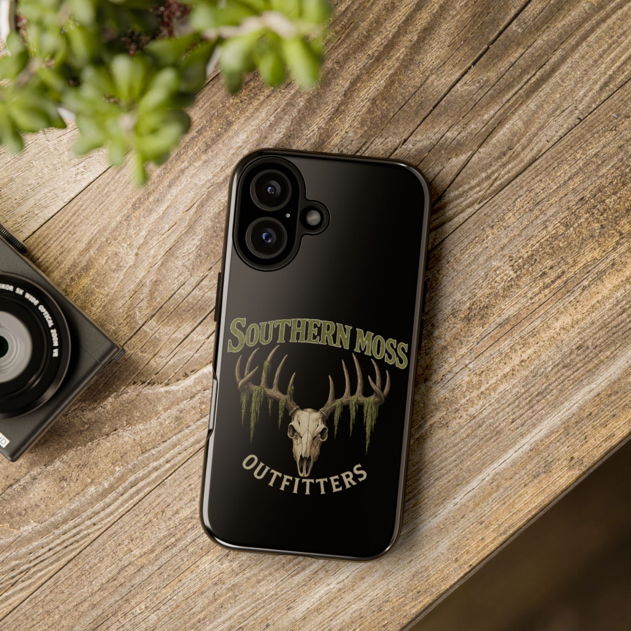 Southern Moss Outfitters Skull Phone Case – Rugged Deer Antler Design, Outdoor Gear, Hunting Accessories, Rustic Style, Gift for Adventurers