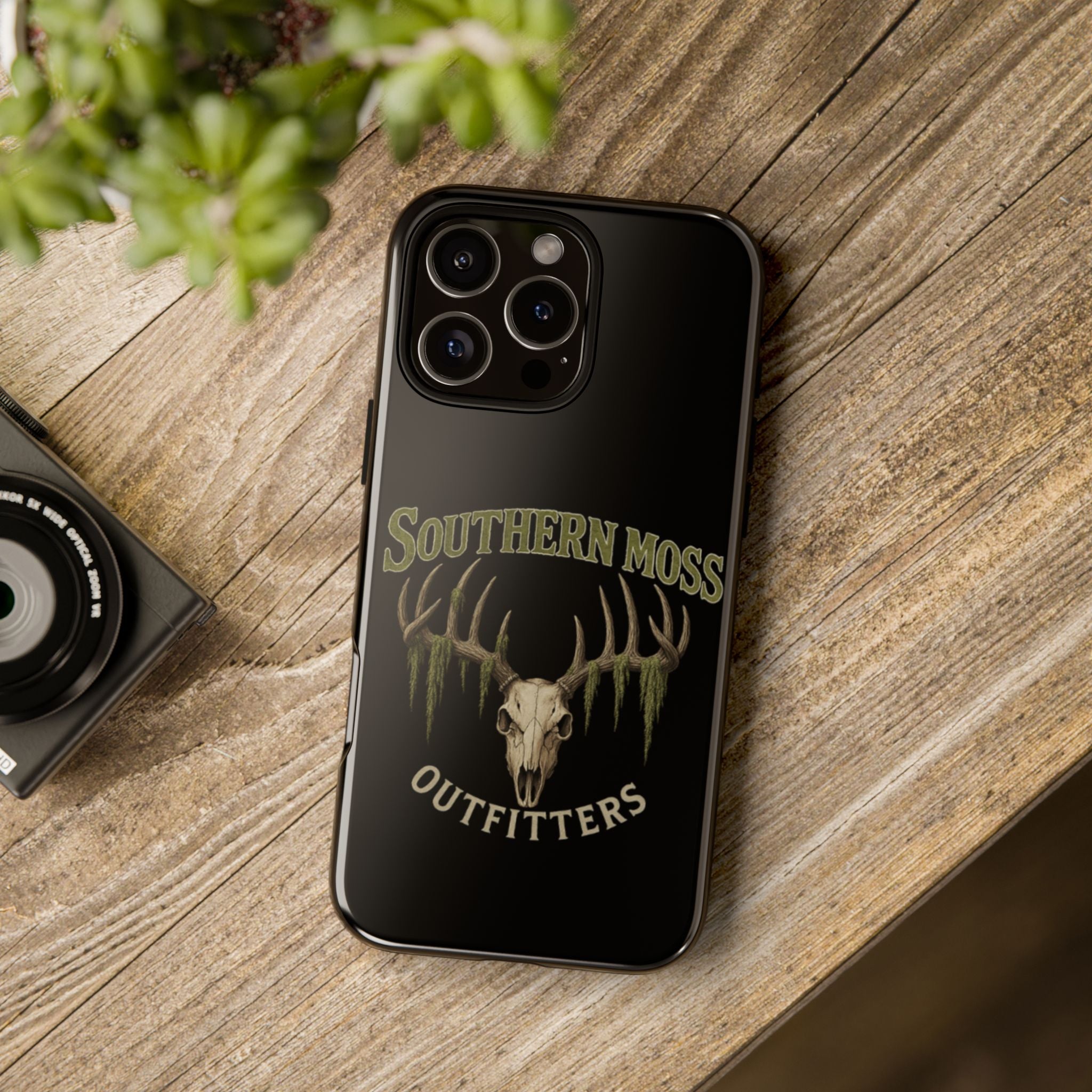 Southern Moss Outfitters Skull Phone Case – Rugged Deer Antler Design, Outdoor Gear, Hunting Accessories, Rustic Style, Gift for Adventurers