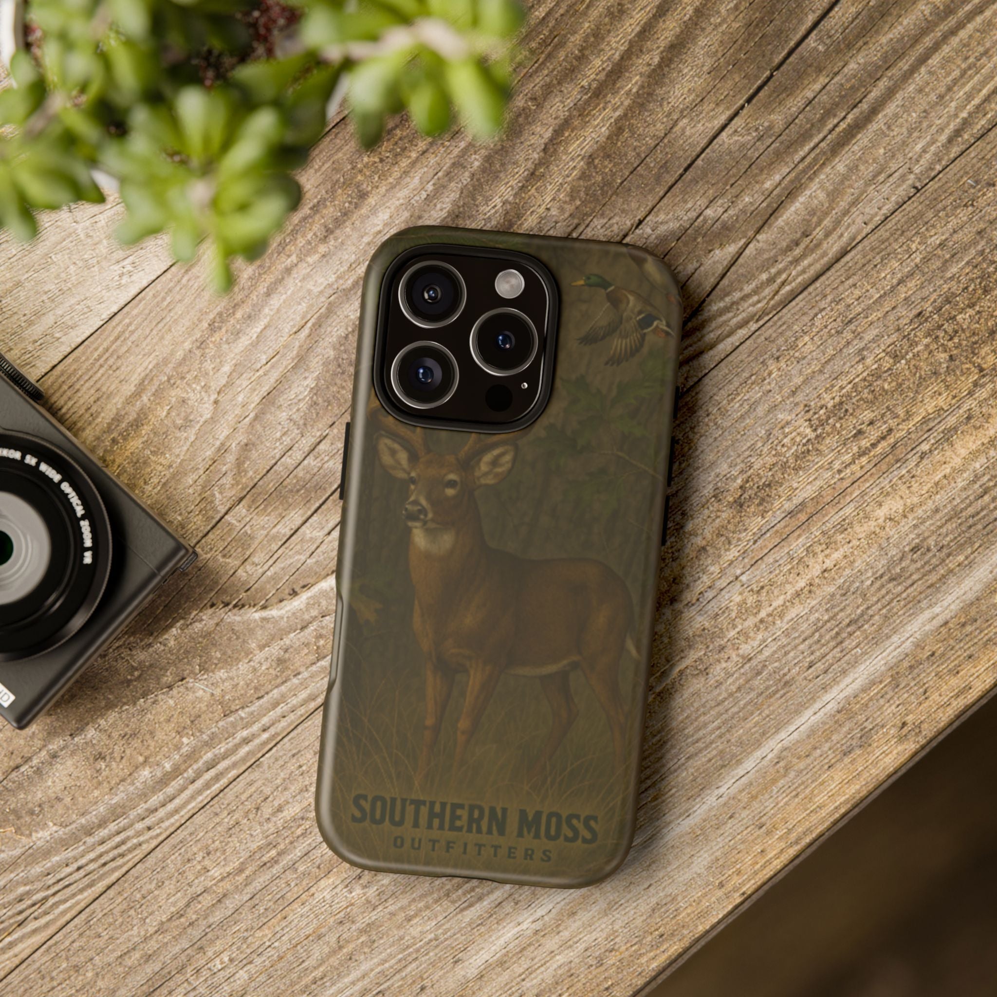 Hunting Phone Case – Deer & Ducks Design | Southern Moss Outfitters | Rugged Camo Outdoor iPhone Case
