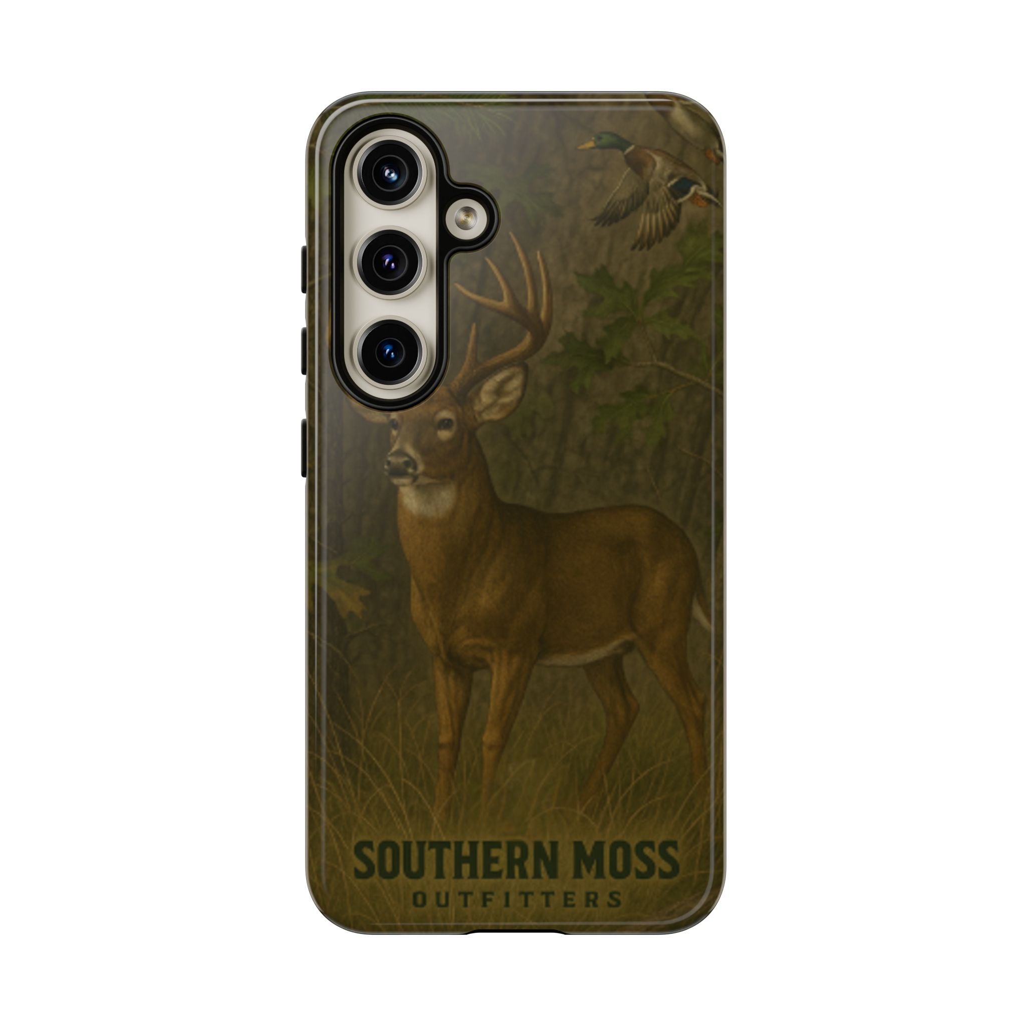 Hunting Phone Case – Deer & Ducks Design | Southern Moss Outfitters | Rugged Camo Outdoor iPhone Case