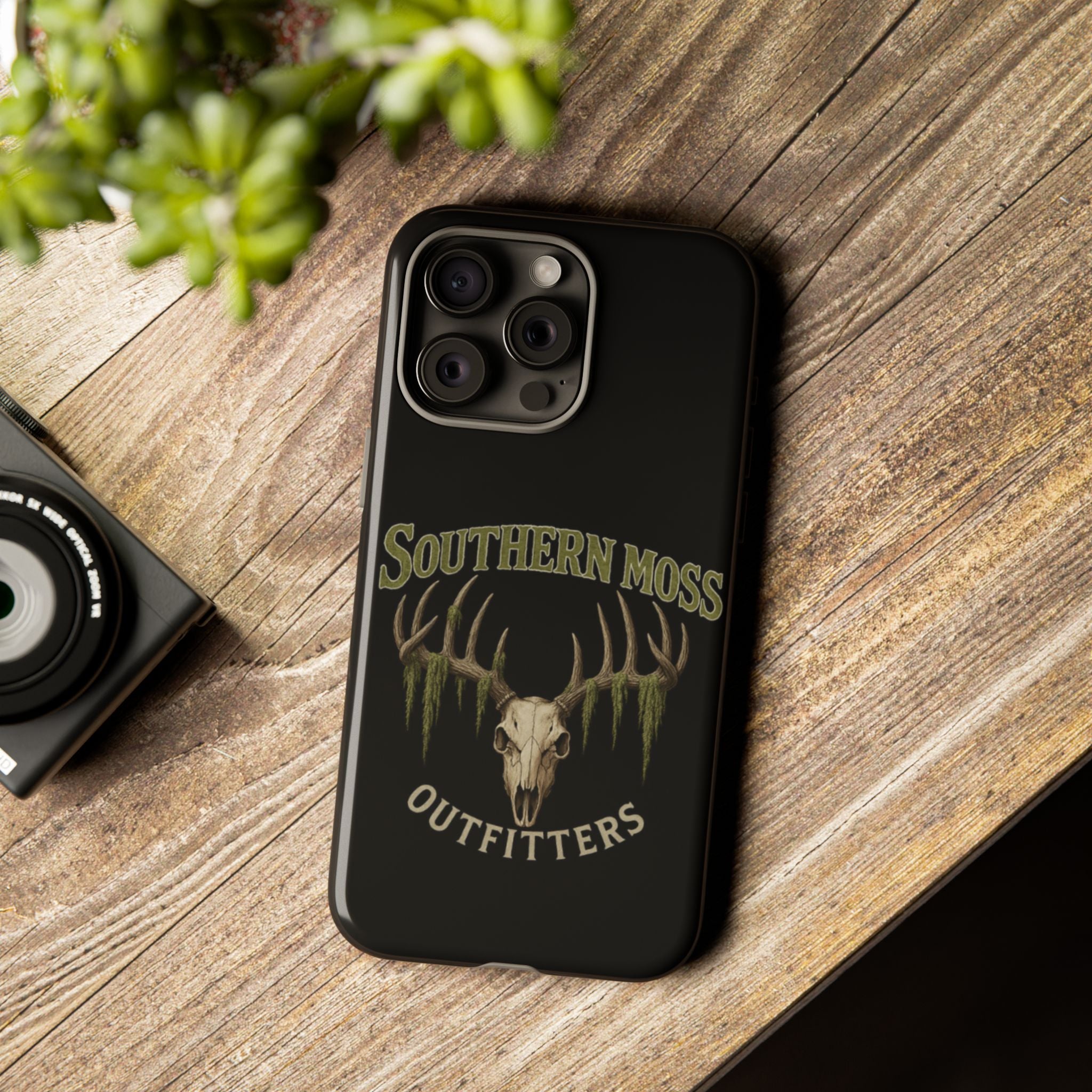 Southern Moss Outfitters Skull Phone Case – Rugged Deer Antler Design, Outdoor Gear, Hunting Accessories, Rustic Style, Gift for Adventurers