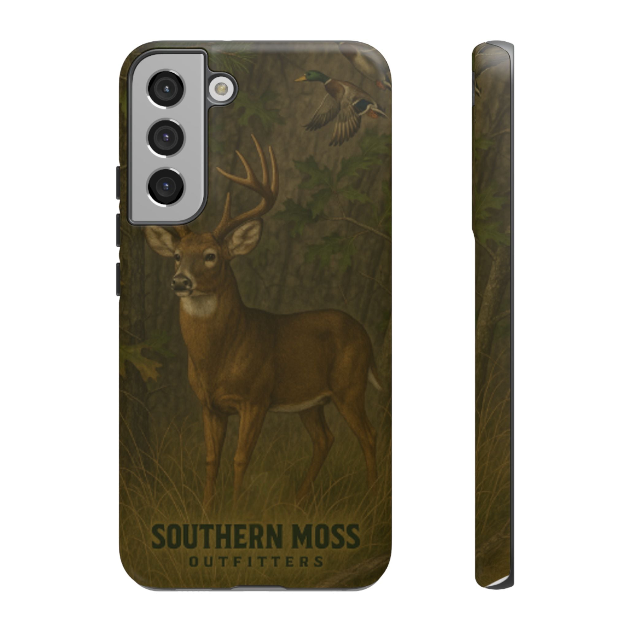 Hunting Phone Case – Deer & Ducks Design | Southern Moss Outfitters | Rugged Camo Outdoor iPhone Case