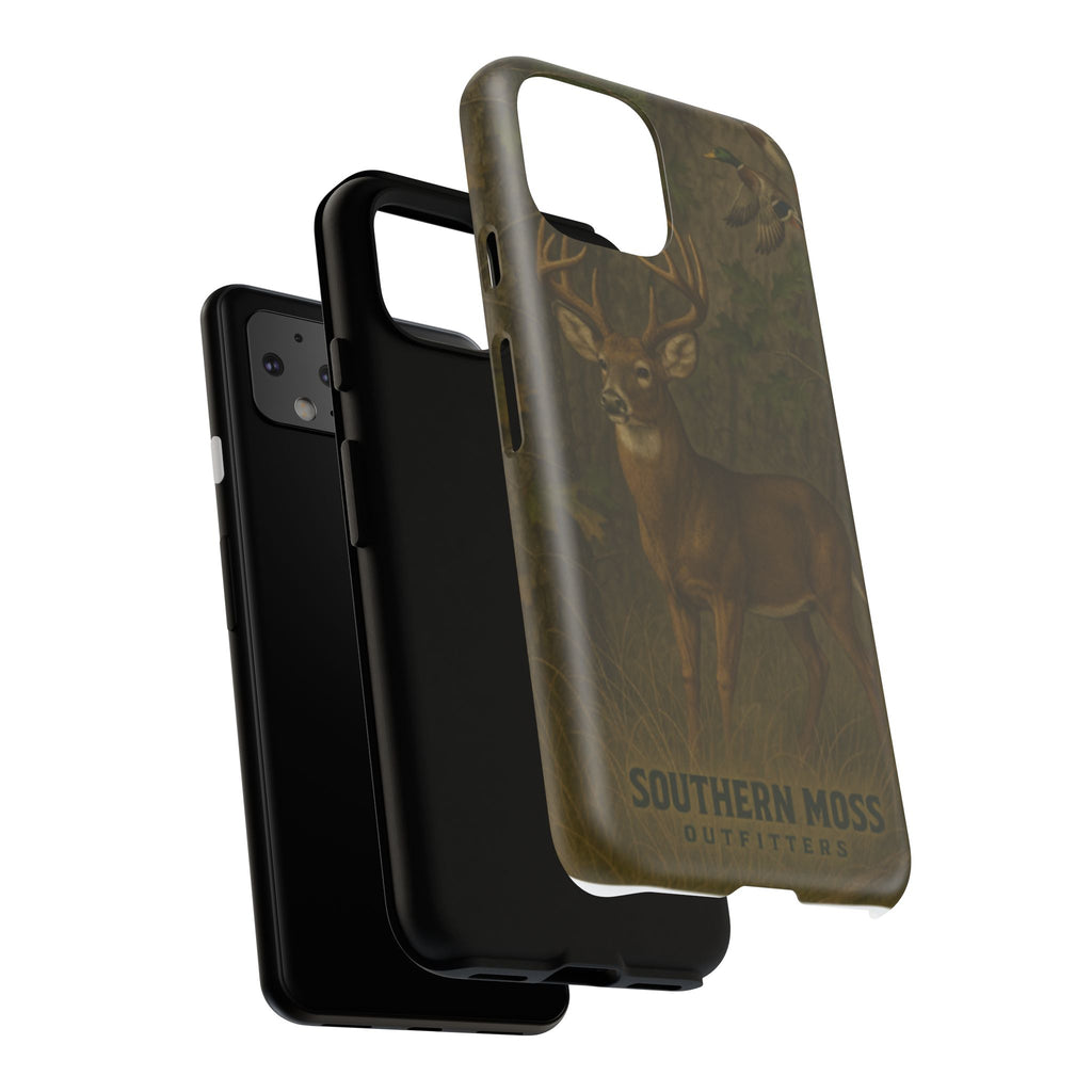 Hunting Phone Case – Deer & Ducks Design | Southern Moss Outfitters | Rugged Camo Outdoor iPhone Case